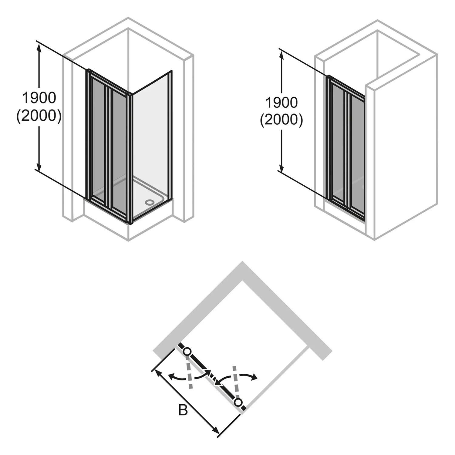HÜPPE Alpha 2 vollgerahmt 4-Eck Pendeltür, 100 x 190 cm, Glas ohne Anti-Plaque Bild 4