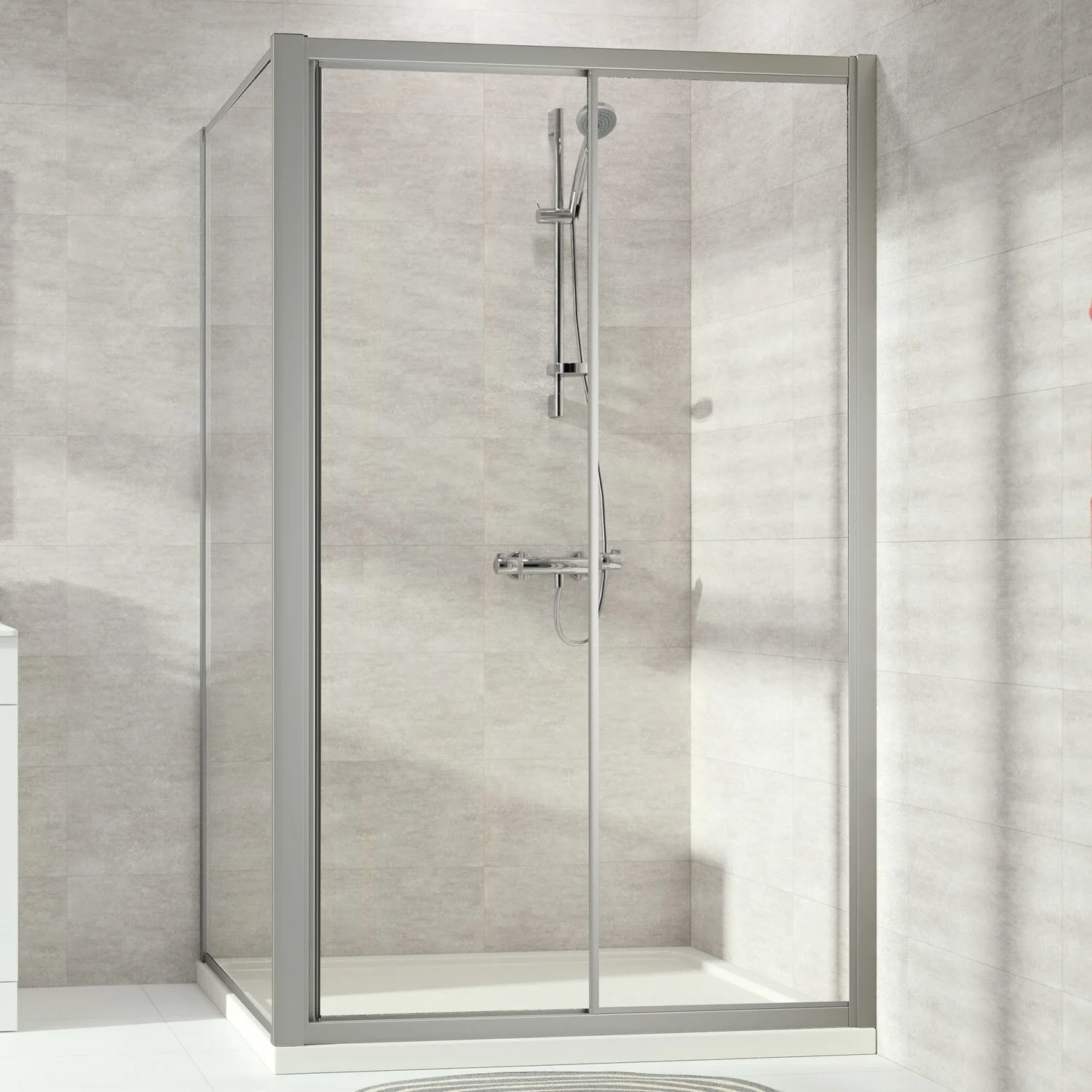 HÜPPE Alpha 2 vollgerahmt 4-Eck Seitenwand, 100 x 190 cm, Glas ohne Anti-Plaque