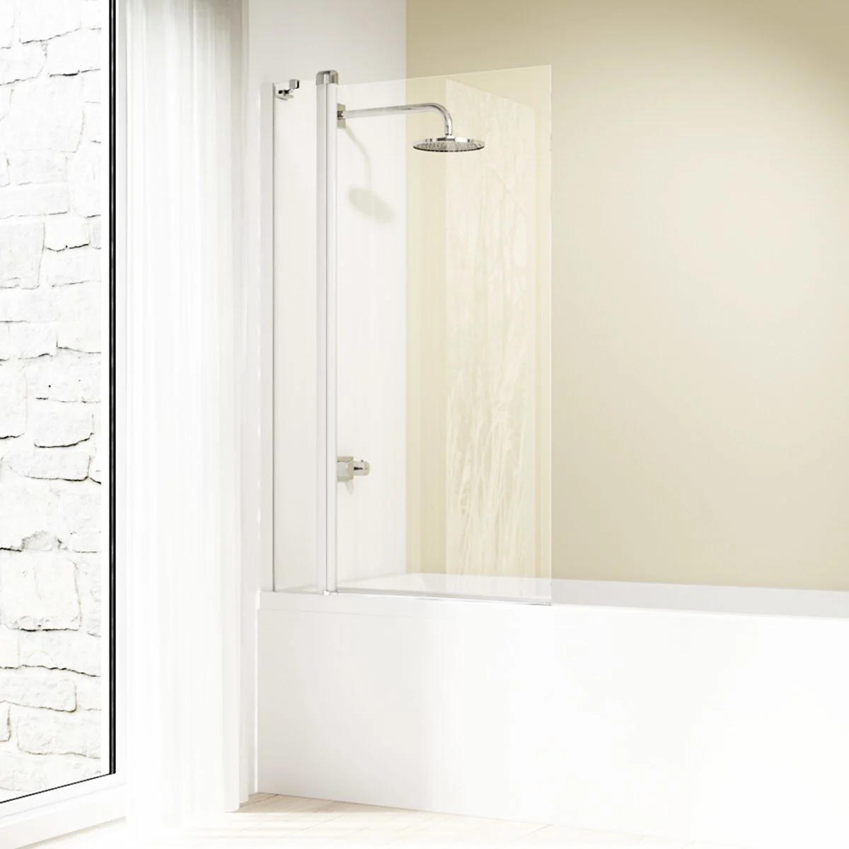 HÜPPE Design elegance Badewannenabtrennung 1-teilig mit festem Segment 95 x 150 cm