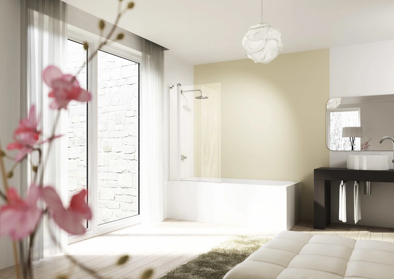 HÜPPE Design elegance Badewannenabtrennung 1-teilig mit festem Segment 95 x 150 cm Bild 4