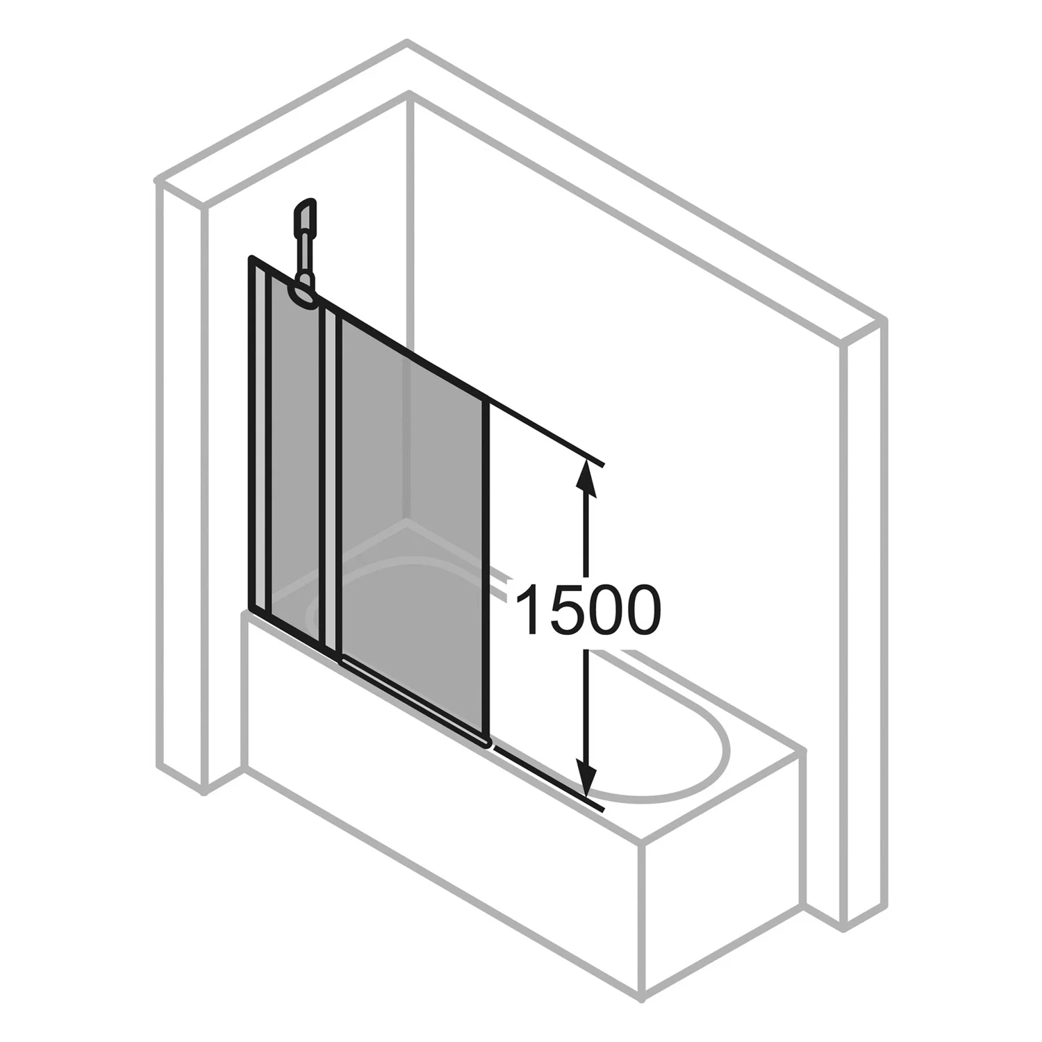 HÜPPE Design elegance Badewannenabtrennung 1-teilig mit festem Segment 95 x 150 cm Bild 5