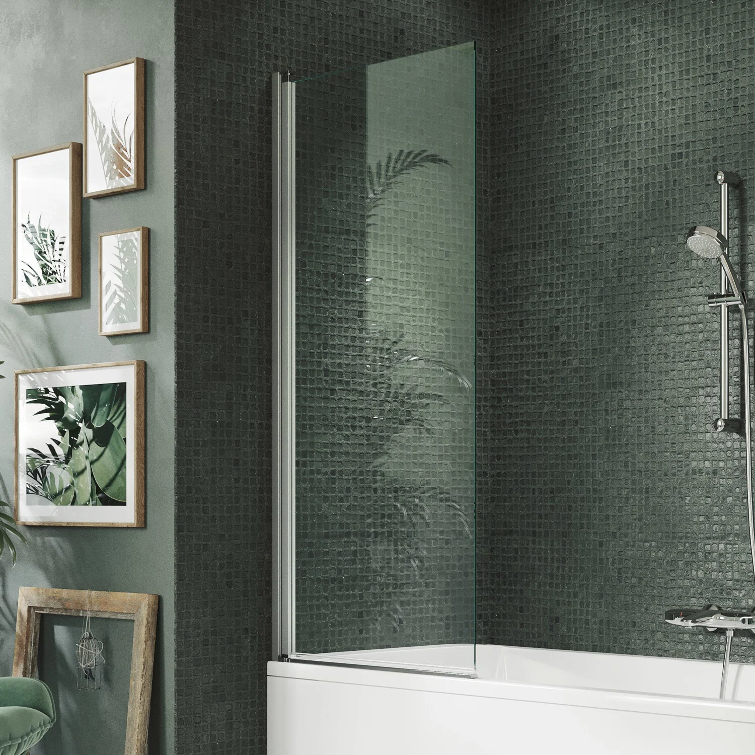 HÜPPE Design pure Badewannenabtrennung 1-teilig B: 75 H: 150 cm, Glas mit Anti-Plaque