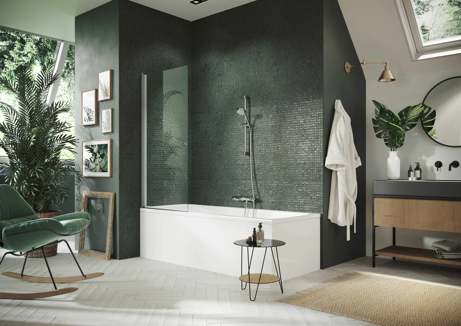 HÜPPE Design pure Badewannenabtrennung 1-teilig B: 75 H: 150 cm, Glas ohne Anti-Plaque Bild 2