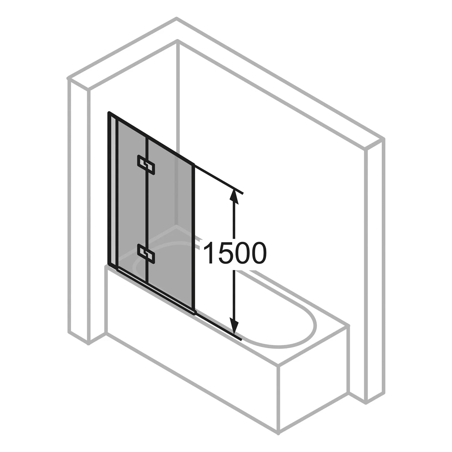 HÜPPE Design elegance Badewannenabtrennung Drehfalttür 100 x 150 cm, Befestigung links Bild 5