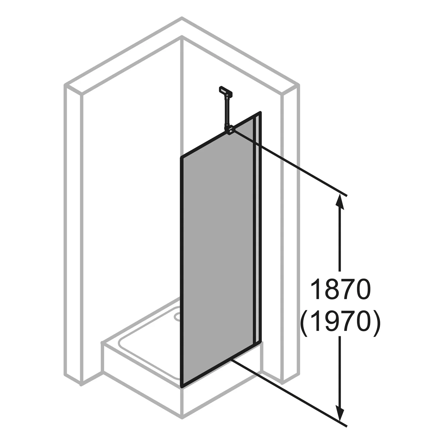 HÜPPE Design elegance 4-Eck Seitenwand für Schwingtür 2, 70 x 200 cm mit Anti-Plaque Bild 4