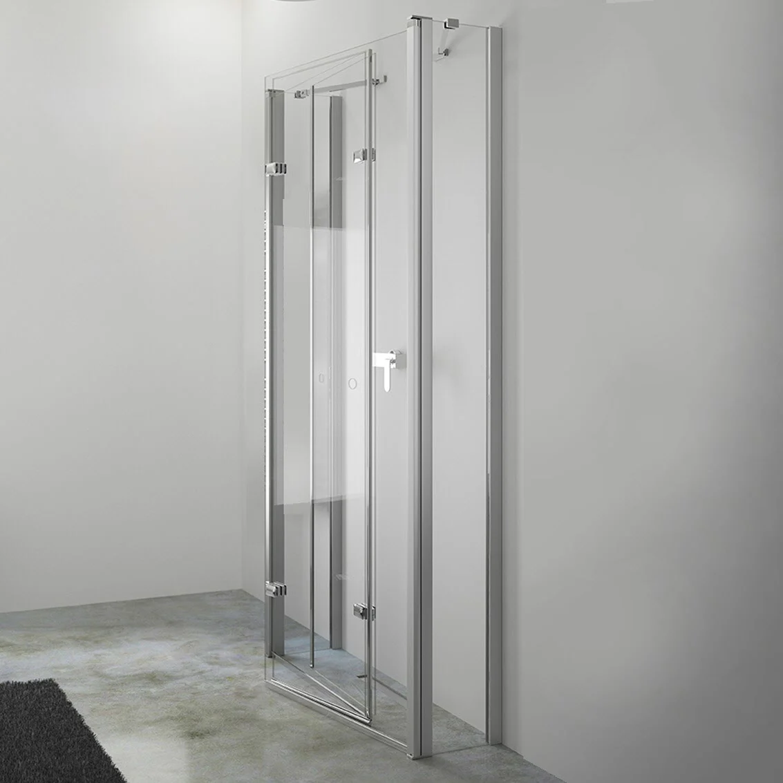 HÜPPE Design pure U-Kabine mit 2 Schwingfalttüren, Maßanfertigung, Glas ohne Anti-Plaque