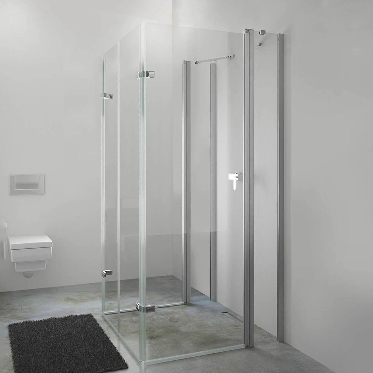 HÜPPE Design pure U-Kabine mit 2 Schwingfalttüren mit Festteil, Maßanfertigung, Glas mit Anti-Plaque