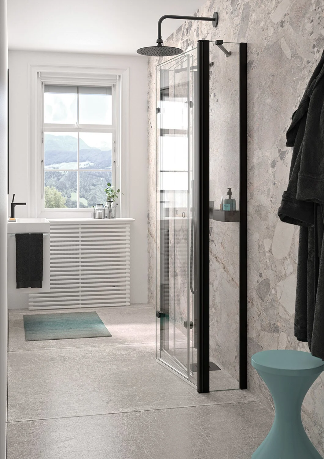 HÜPPE Design pure U-Kabine mit 2 Schwingfalttüren, Maßanfertigung, Glas mit Anti-Plaque, mit Komfortgriff Bild 6