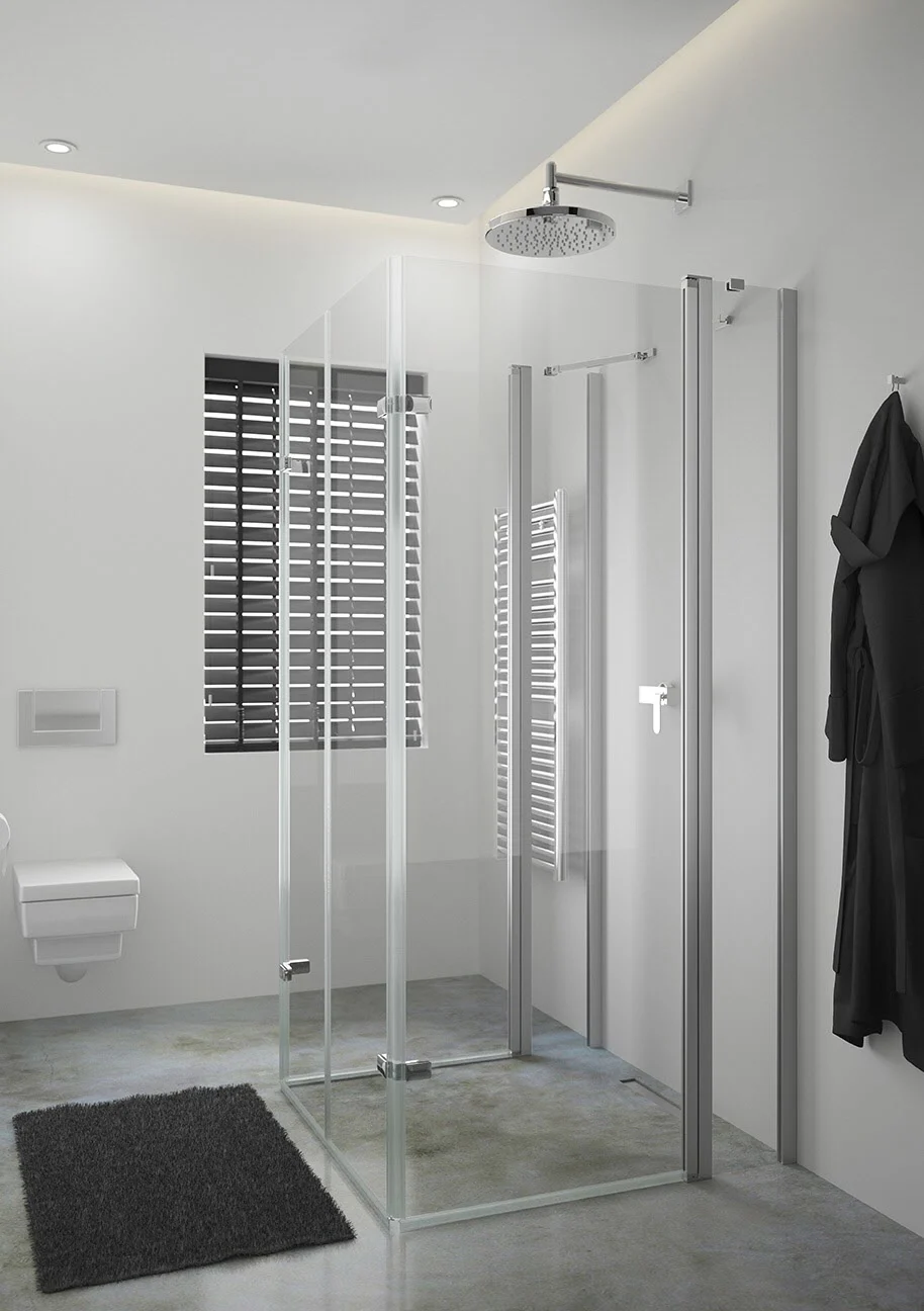 HÜPPE Design pure U-Kabine mit 2 Schwingfalttüren mit Festteil, Maßanfertigung, Glas mit Anti-Plaque Bild 6