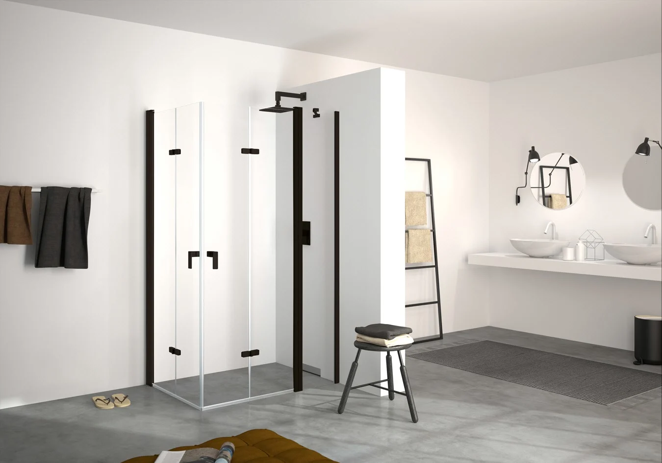 HÜPPE Design pure 4-Eck Schwingfalttür 90 x 190 cm, Linksbefestigung, Glas mit Anti-Plaque Bild 4