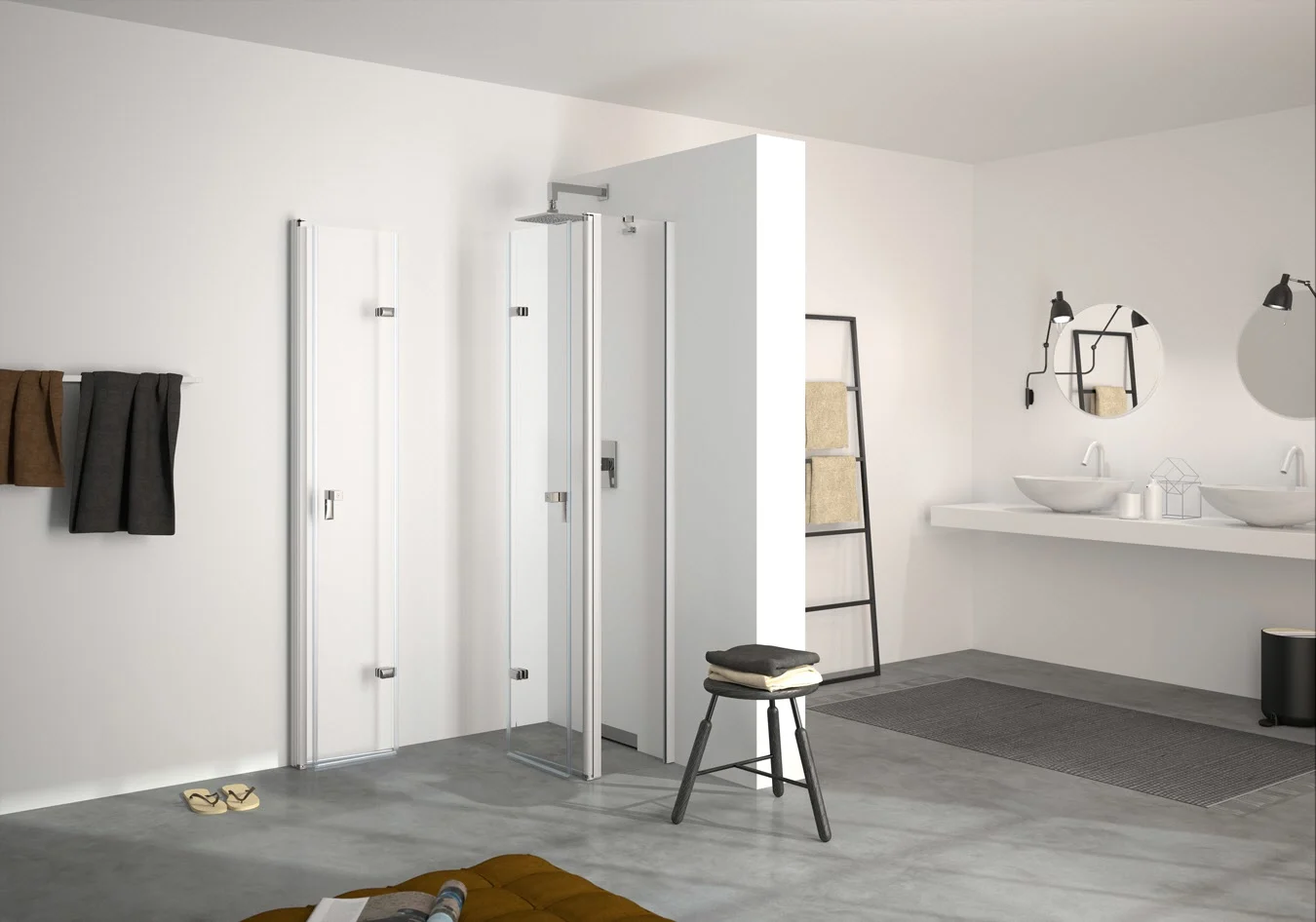 HÜPPE Design pure 4-Eck Schwingfalttür mit festem Segment 140 x 200 cm, Rechtsbefestigung, Glas mit Anti-Plaque Bild 3