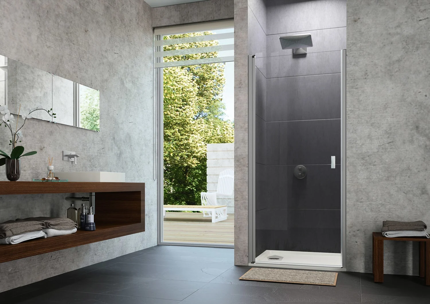 HÜPPE Design pure 4-Eck Schwingtür 90 x 200 cm, Glas mit Anti-Plaque Bild 3