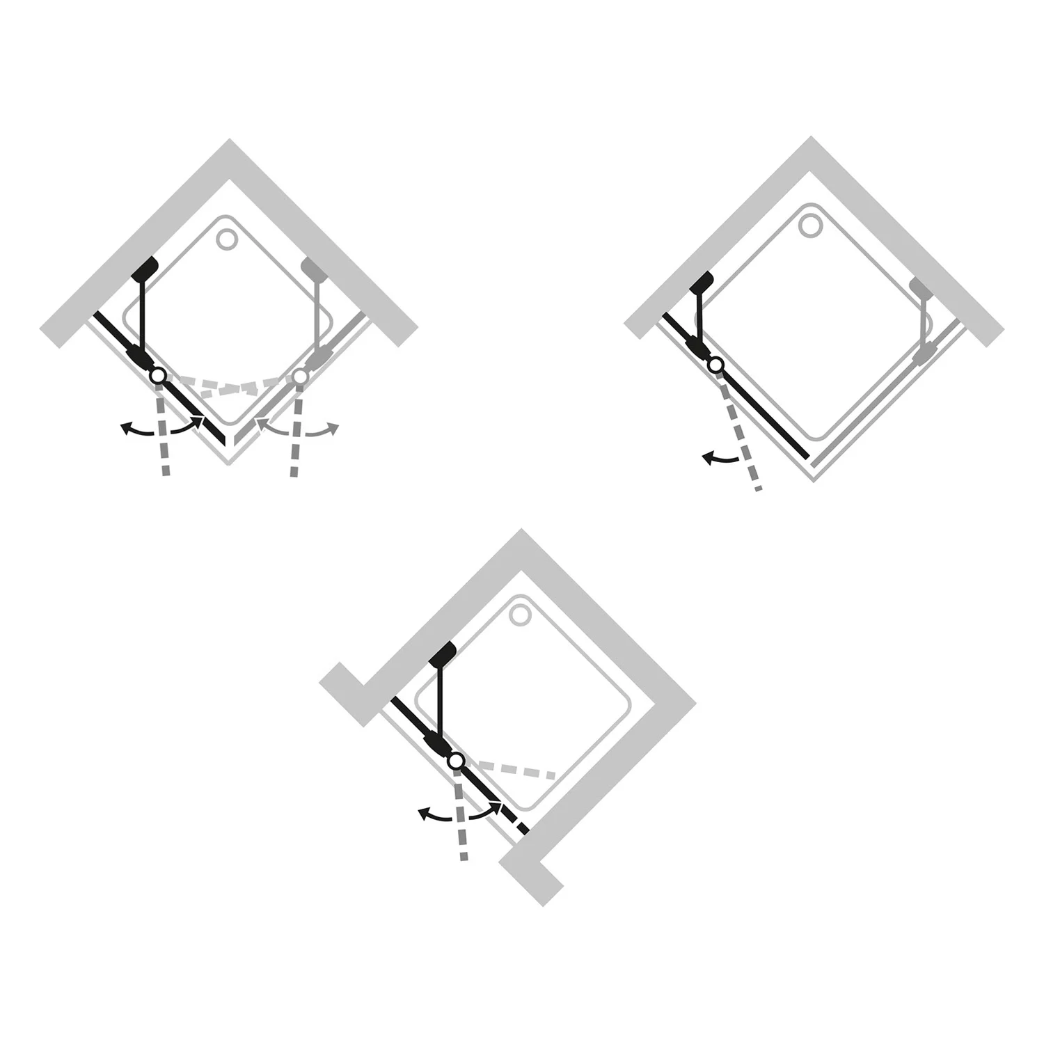 HÜPPE Design pure 4-Eck Schwingtür mit festem Segment 78 x 190 cm, Glas mit Anti-Plaque Bild 6