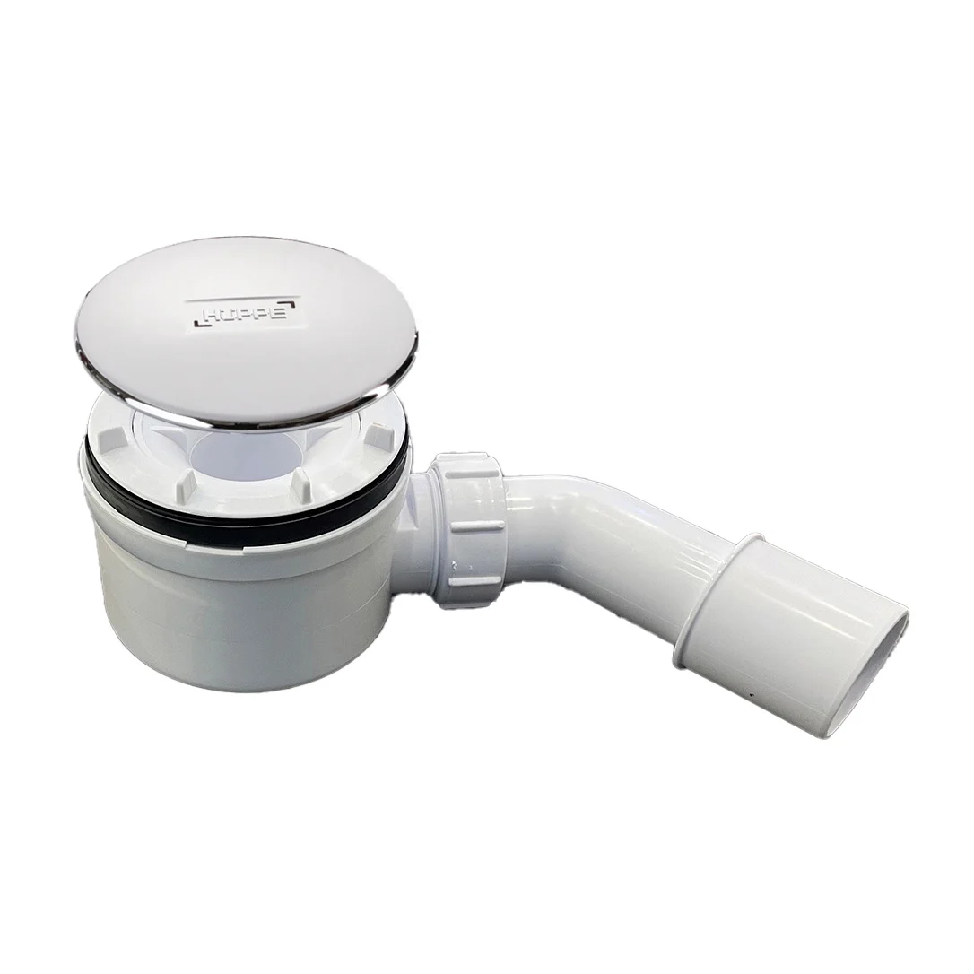 HÜPPE EasyStep flache Ablaufgarnitur und Ablaufkappe rund, Aufbauhöhe 5,3 cm