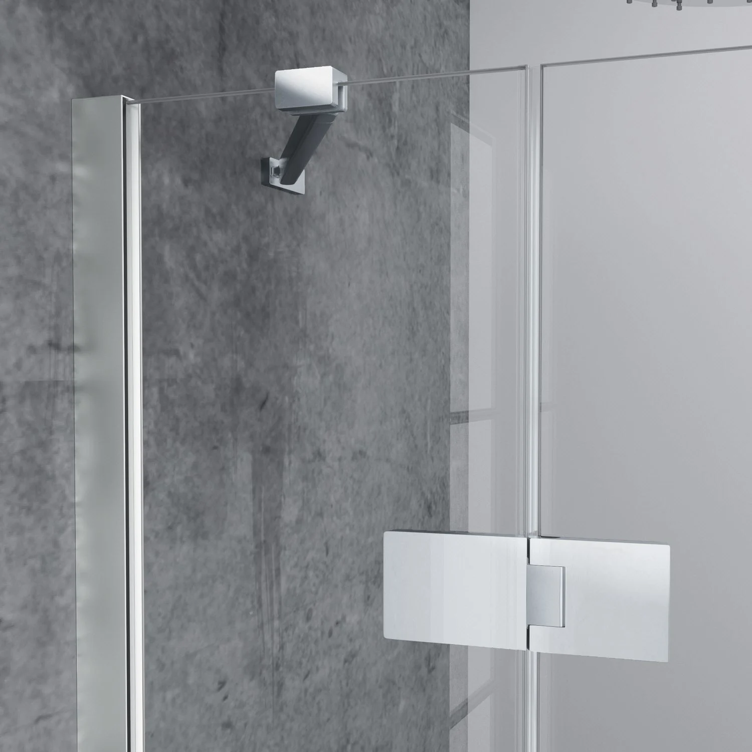 HÜPPE Solva teilgerahmt 5-Eck Schwingtür 1-flüglig links mit 2x Festteil 90/90 x 200 cm, Glas ohne Anti-Plaque Bild 4