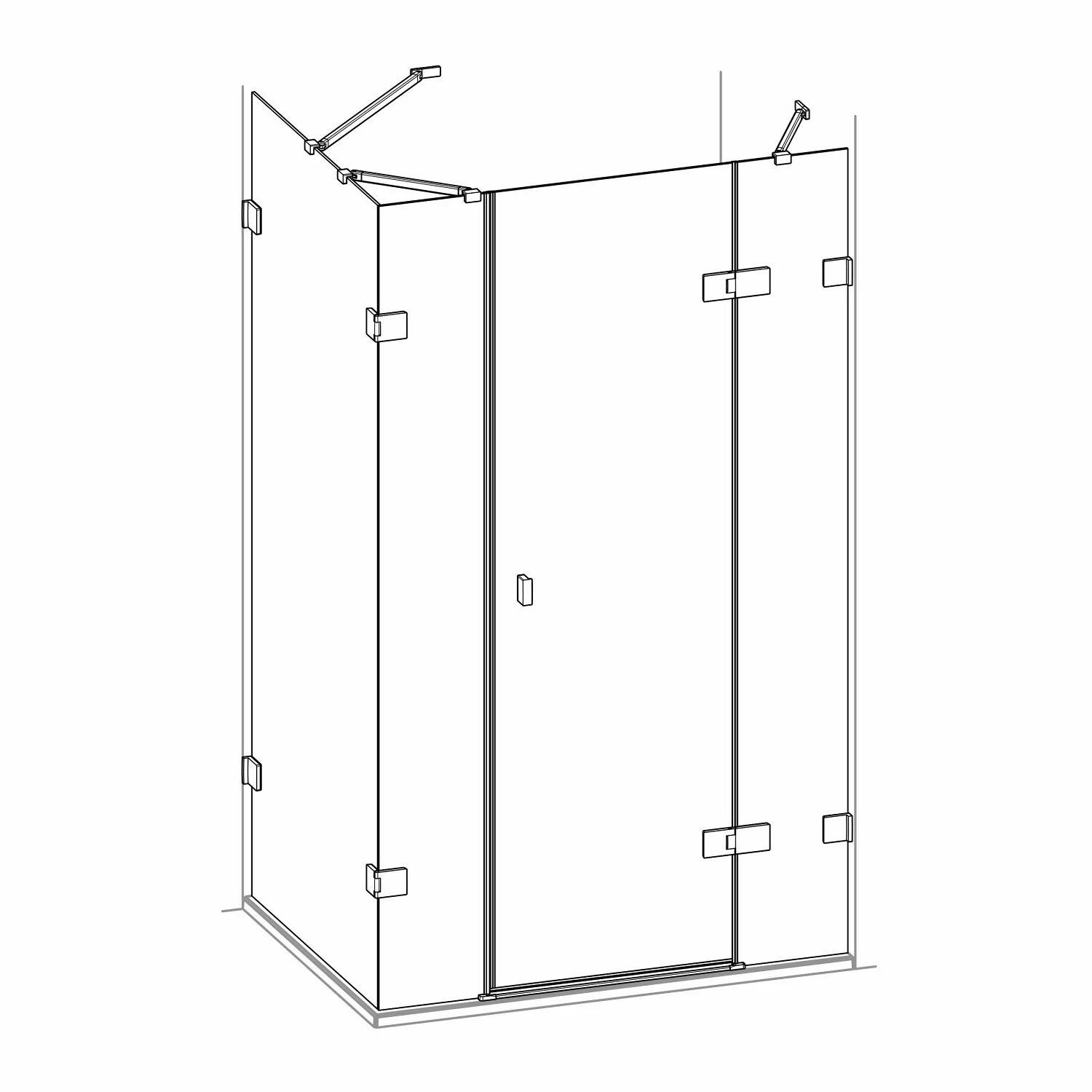 HÜPPE SolvaPro Schwingtür mit festem Segment mit Nebenteil und Seitenwand 90-120 x 120-200 cm, mit Anti-Plaque Bild 4