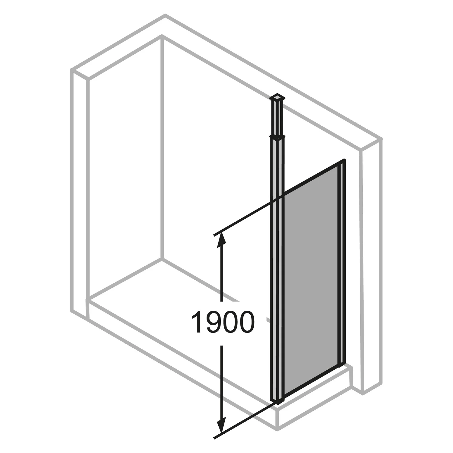 HÜPPE Alpha 2 Walk-In Seitenwand alleinstehend, 100 x 190 cm, Glas mit Anti-Plaque Bild 2