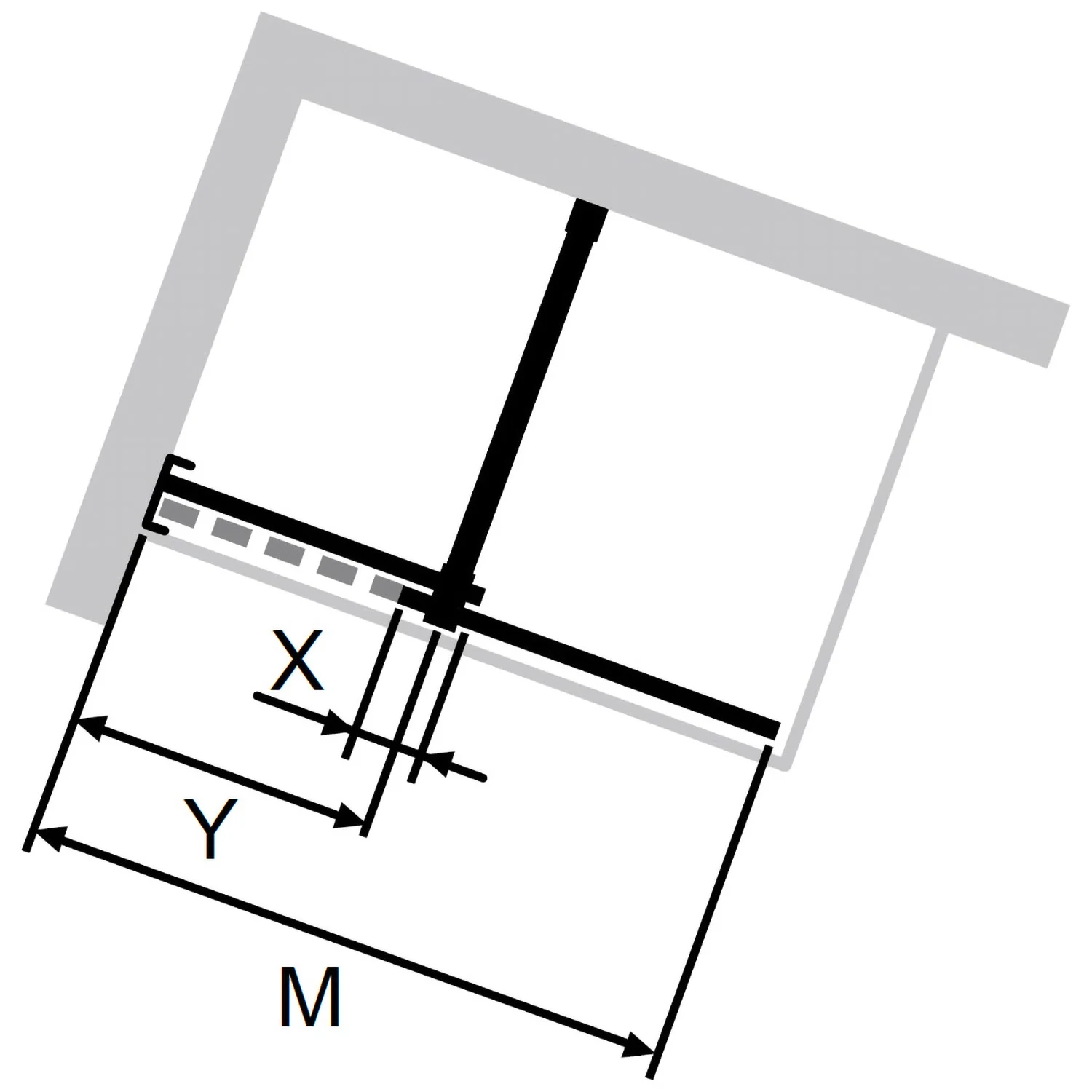 HÜPPE Xtensa pure Walk-In Gleittür mit festem Segment 90 cm, Anschlag links, Stabilisationsbügel in 45° Bild 6