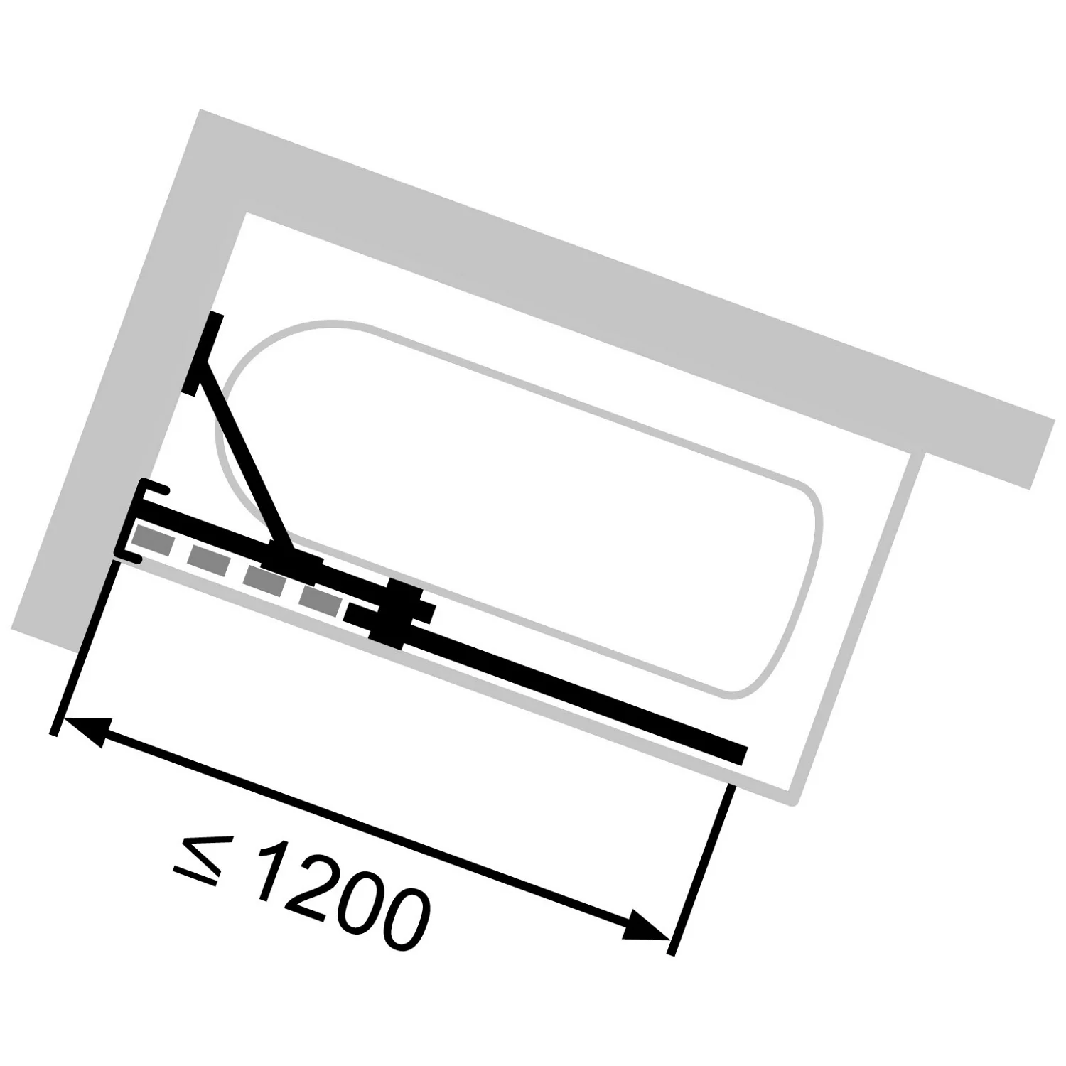 HÜPPE Xtensa pure Badewannenabtrennung 120 cm, Linksbefestigung, Deckenanbindung, Komfortgriff Xtensa Bild 6