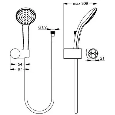 Ideal Standard Idealrain M1 Handbrause-Set mit 1-Funktionshandbrause Bild 2