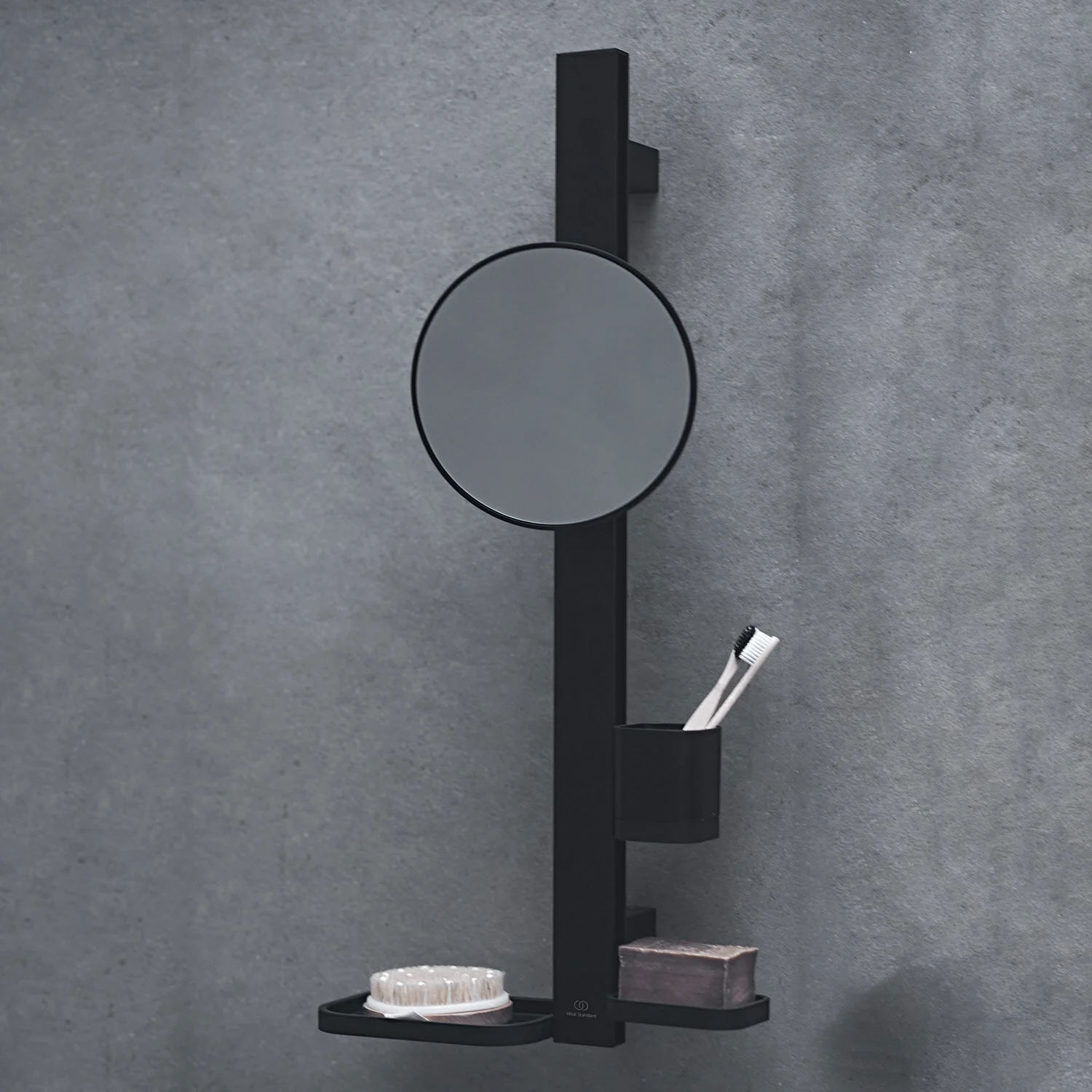 Ideal Standard Alu+ Beauty Bar Accessoires-Kombination S700 mit Spiegel Ø 20 cm