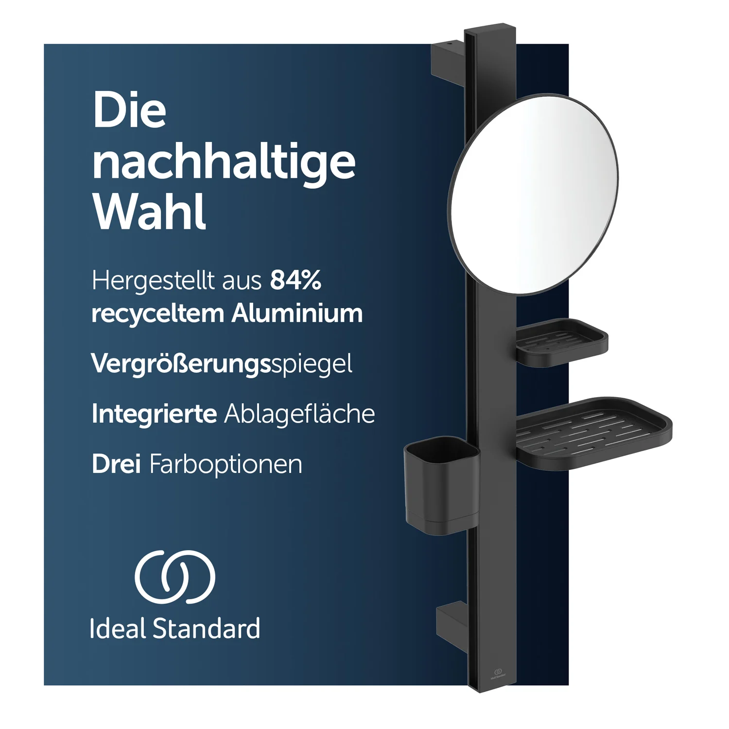 Ideal Standard Alu+ Beauty Bar Accessoires-Kombination S700 mit Spiegel Ø 20 cm Bild 6