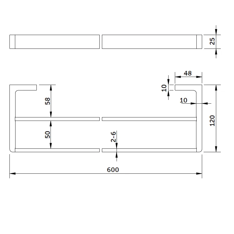 Rysunek techniczny podwójnego akcesorium łazienkowego, Ideal Standard