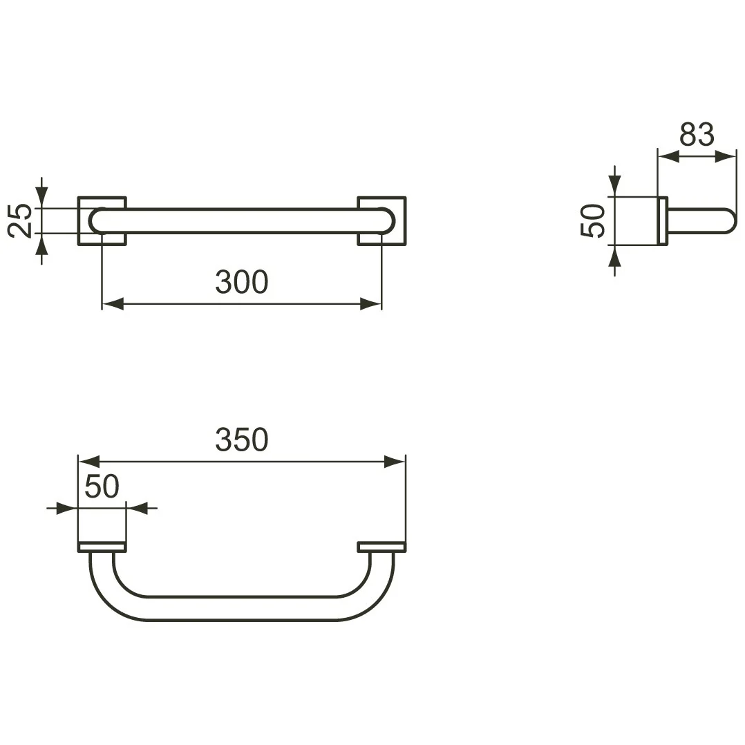 Rysunek techniczny pierścienia na ręczniki z wymiarami, Ideal Standard
