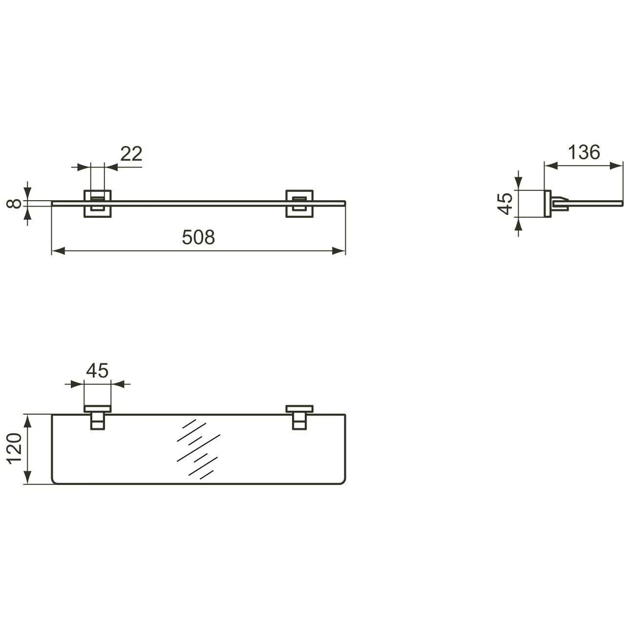 Ideal Standard IOM Square Glasablage 50,8 cm Bild 2
