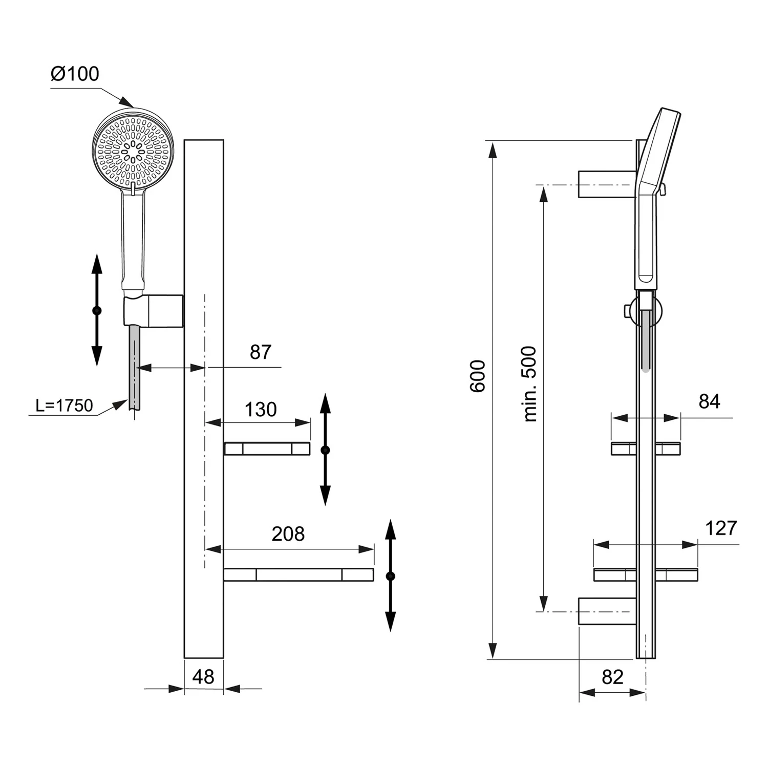 Ideal Standard Alu+ Brausekombination mit 2 Funktions-Handbrause und 2 Ablagen Bild 8