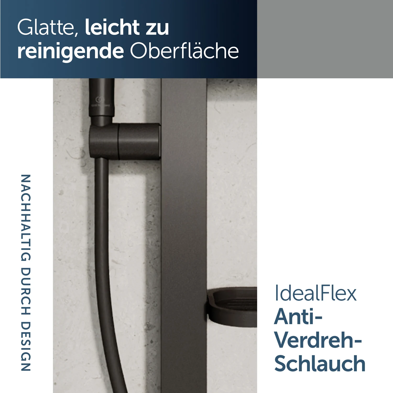 Ideal Standard Alu+ Brausekombination mit 2 Funktions-Handbrause und 2 Ablagen Bild 6