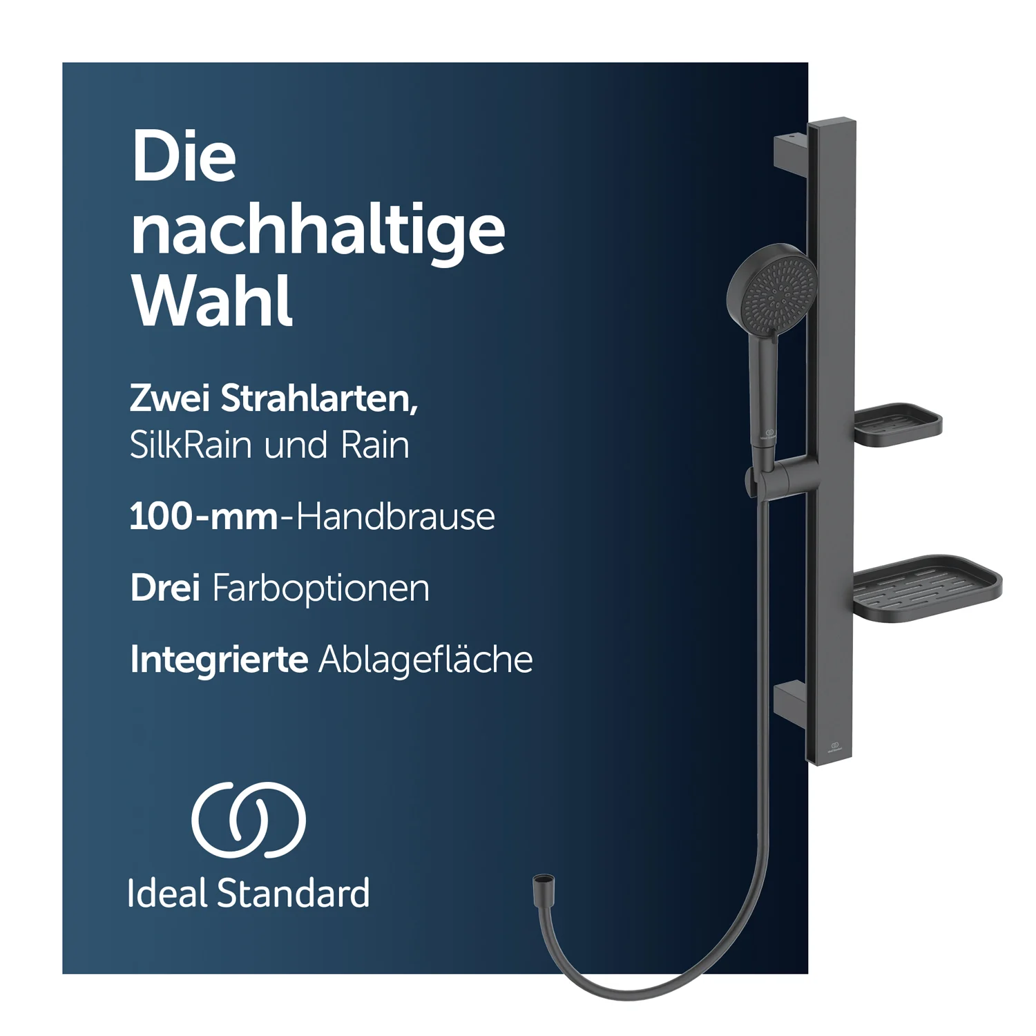 Ideal Standard Alu+ Brausekombination mit 2 Funktions-Handbrause und 2 Ablagen Bild 7