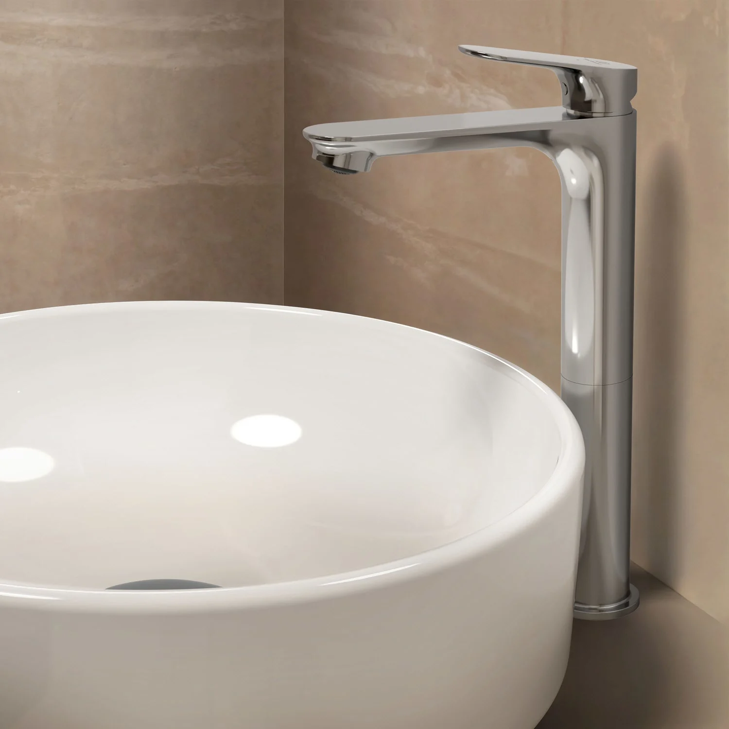 Ideal Standard Ceralife O  Bateria umywalkowa H240 z wydłużoną podstawą i zaworem BlueStart Push-Open