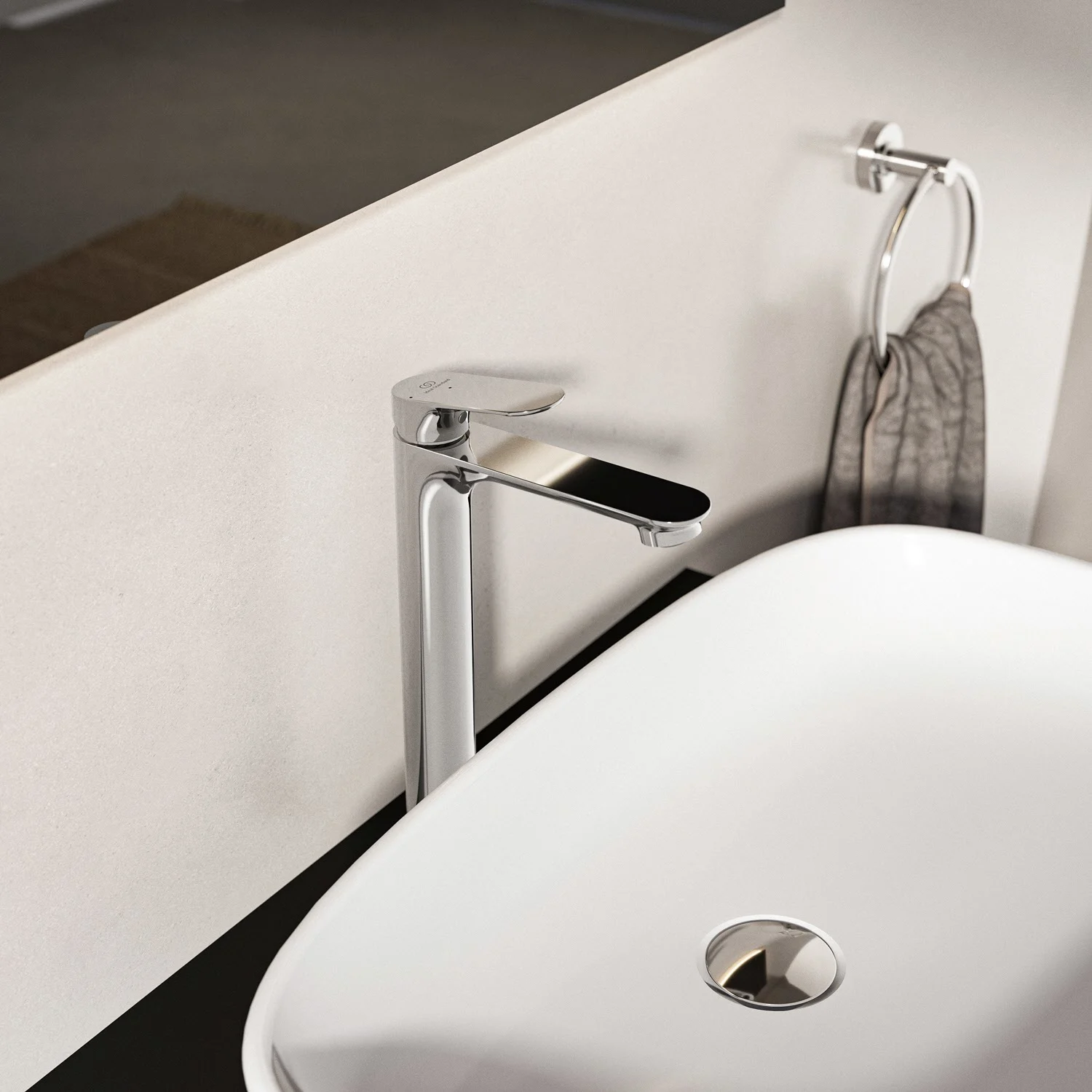 Ideal Standard Ceralife O  Bateria umywalkowa H240 z wydłużoną podstawą i zaworem BlueStart Push-Open Zdjęcie 6