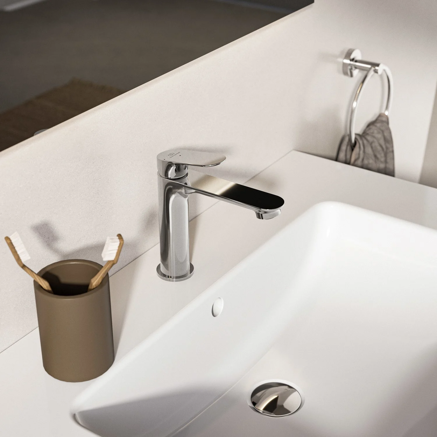 Ideal Standard Ceralife O  Bateria umywalkowa H120 z zaworem BlueStart Push-Open Zdjęcie 4