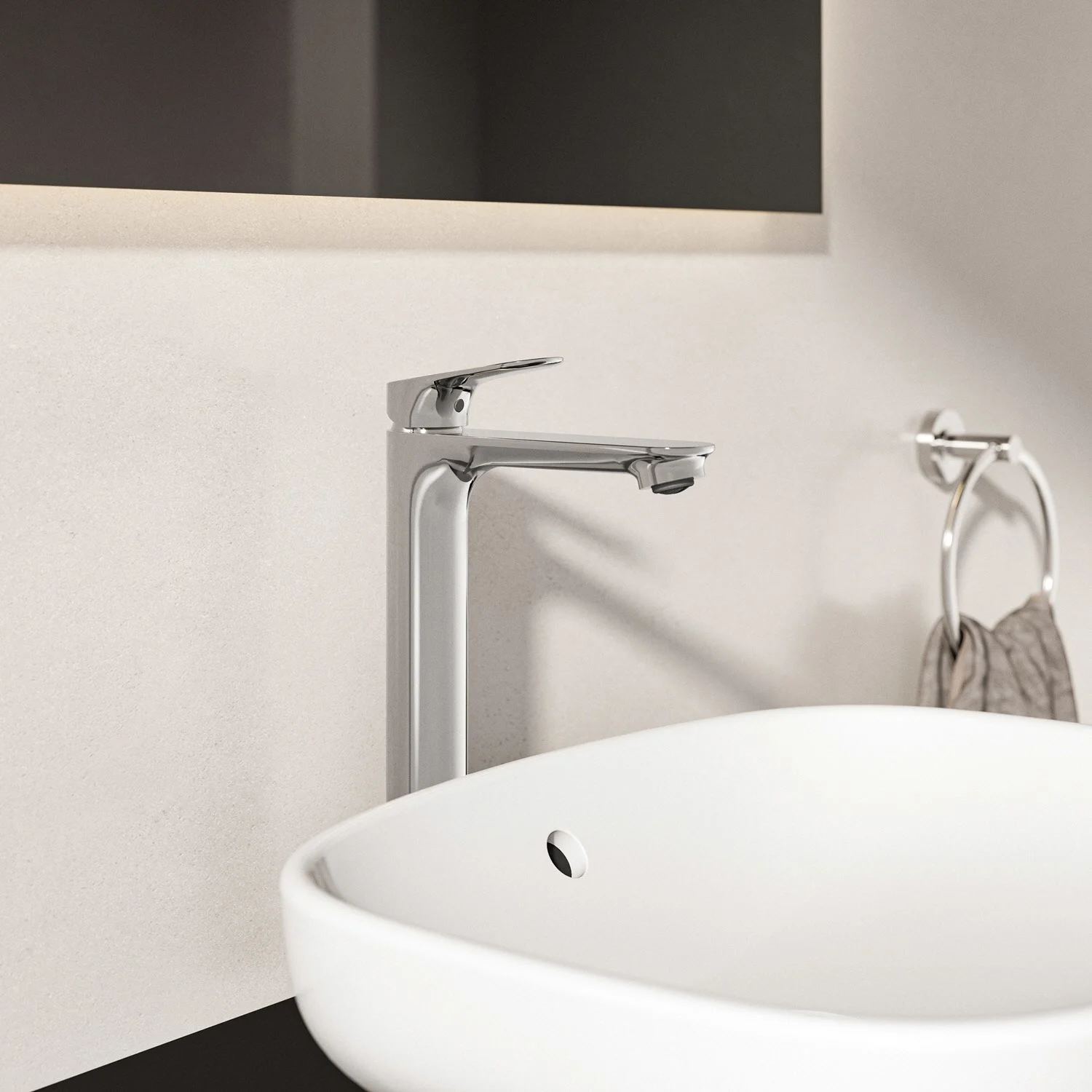 Ideal Standard Ceralife O  Bateria umywalkowa H240 z wydłużoną podstawą i zaworem BlueStart Push-Open Zdjęcie 7