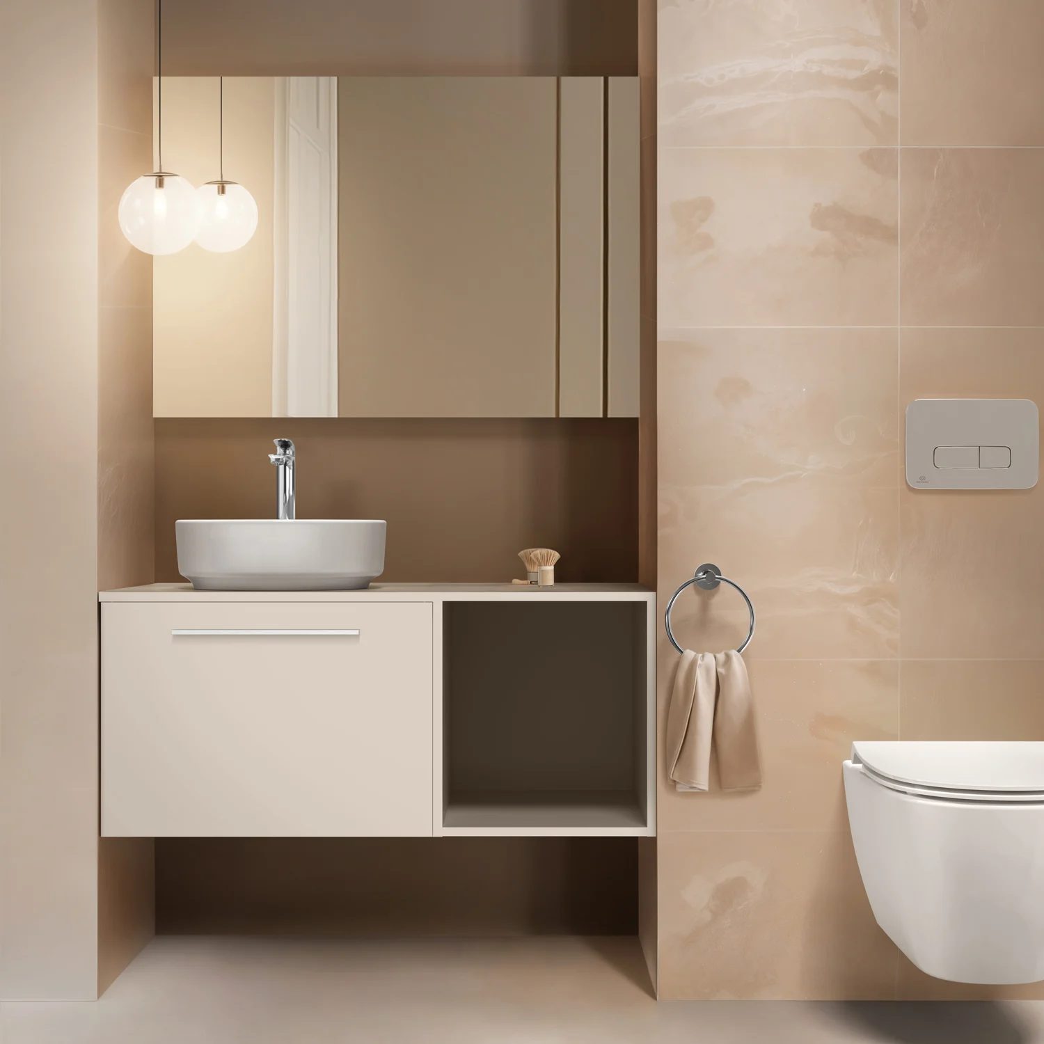 Ideal Standard Ceralife O  Bateria umywalkowa H240 z wydłużoną podstawą i zaworem BlueStart Push-Open Zdjęcie 8