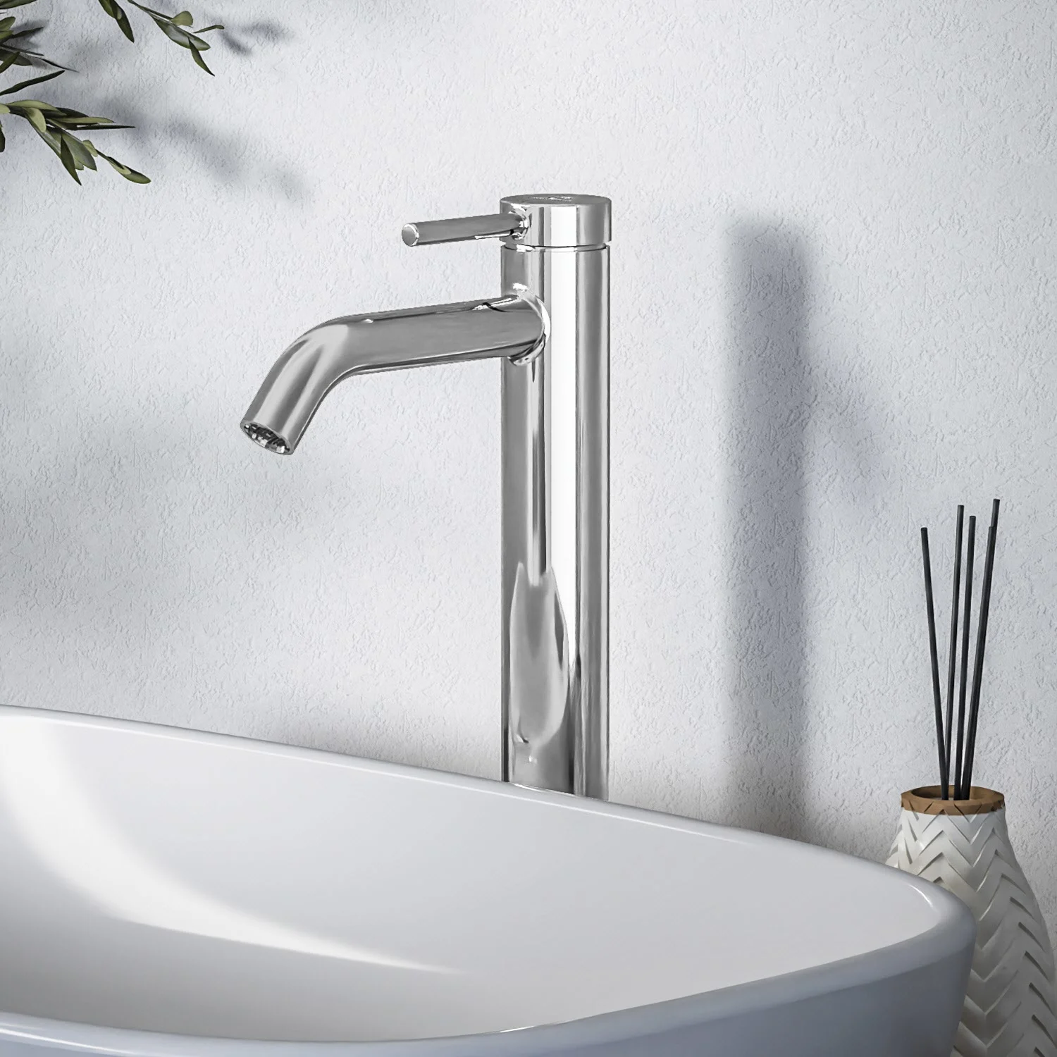 Bateria umywalkowa Ideal Standard Ceraline Nuovo BlueStart, wysięg 13,5 cm, z zaworem Push-Open