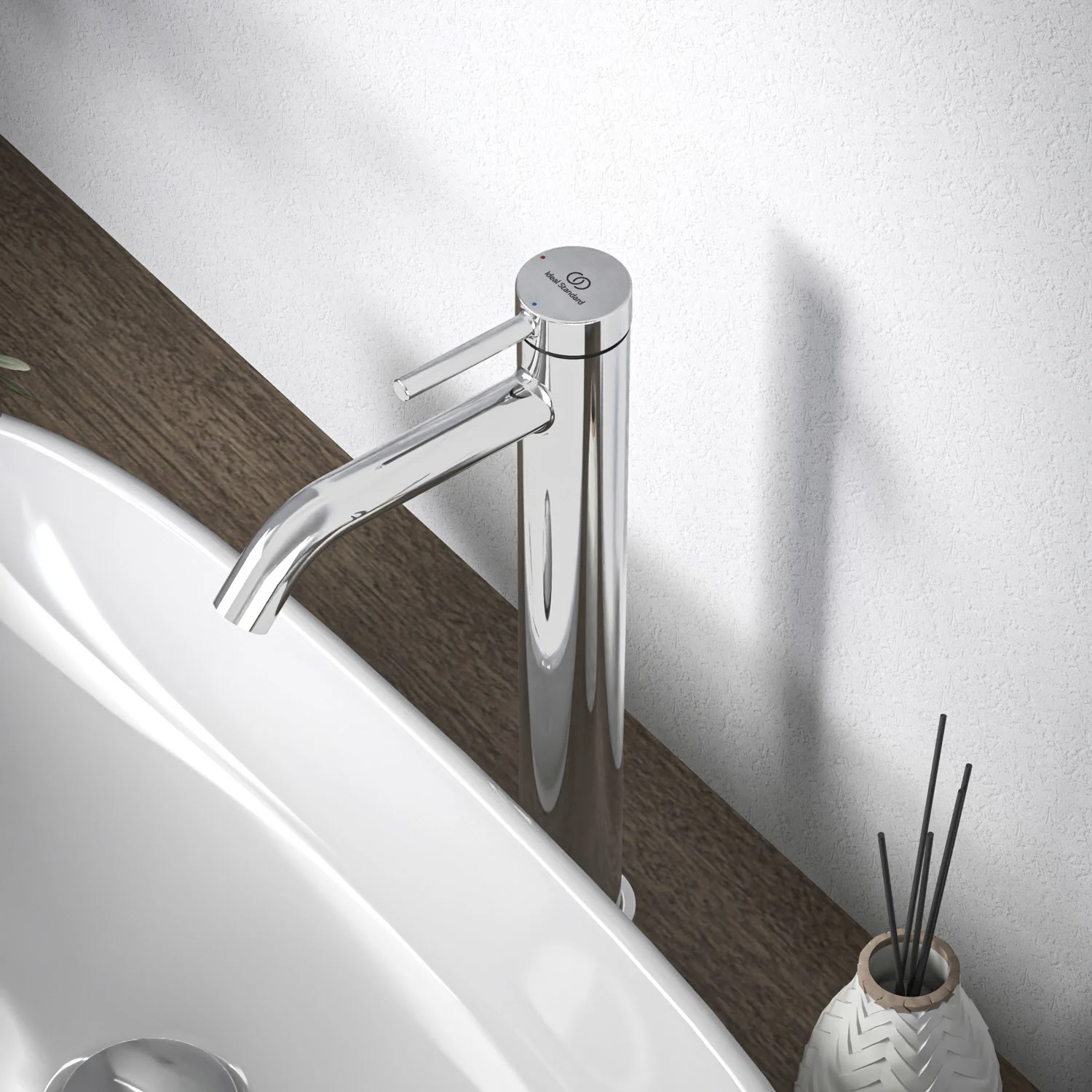 Bateria umywalkowa Ideal Standard Ceraline Nuovo BlueStart, wysięg 13,5 cm, z zaworem Push-Open Zdjęcie 4