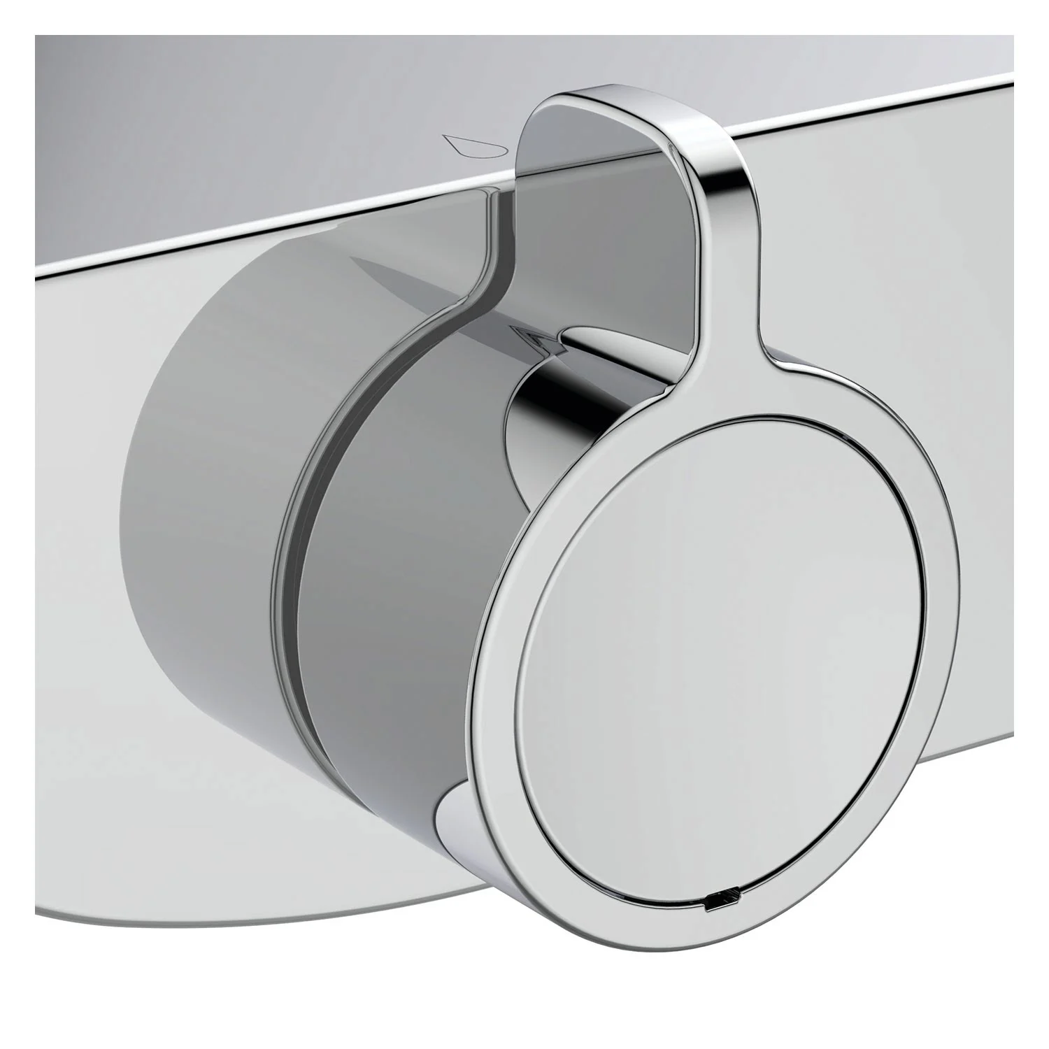 Zbliżenie na termostat w kolorze chromu, Ideal Standard