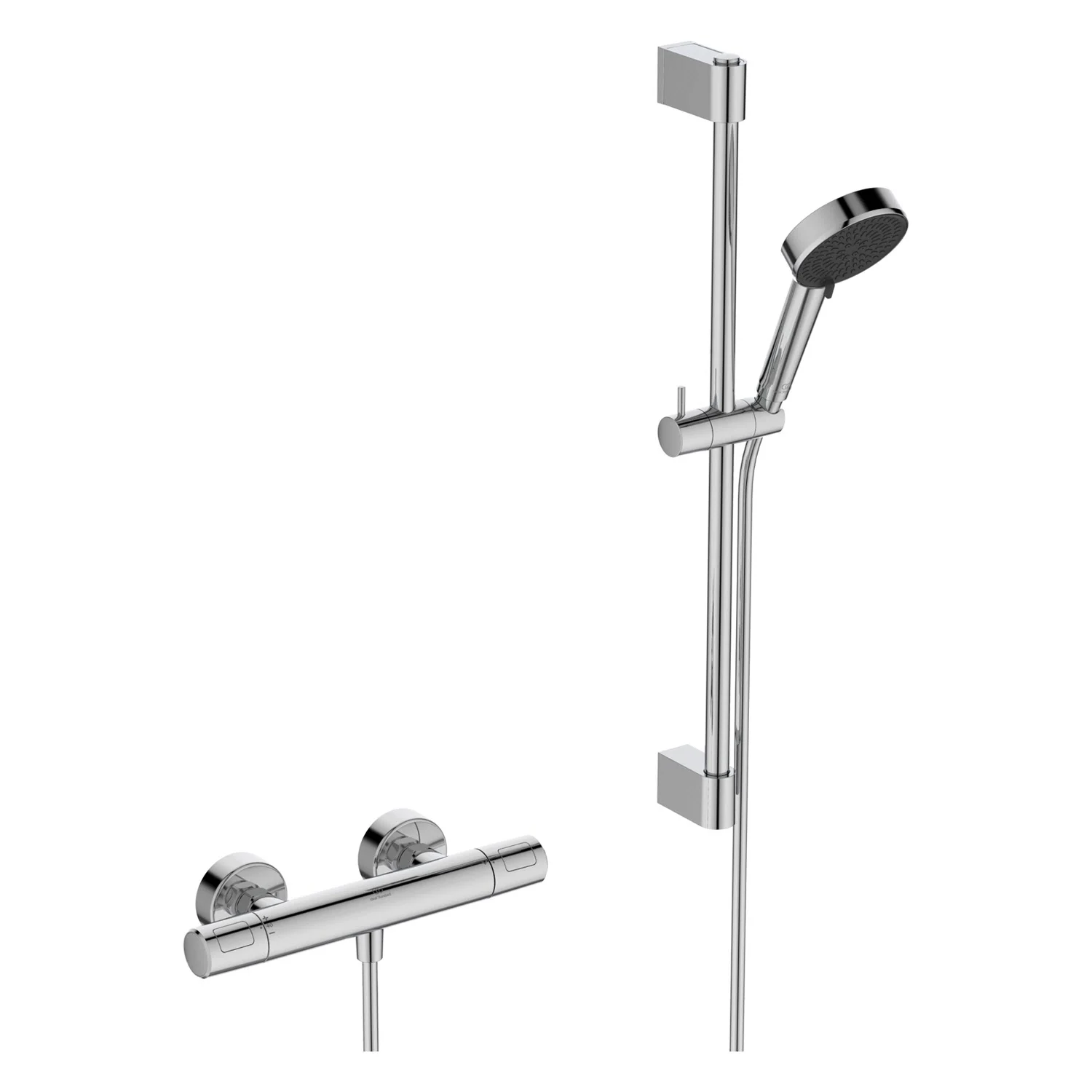 Zestaw baterii prysznicowej Ideal Standard Ceratherm T25 N, drążek prysznicowy 60 cm, słuchawki prysznicowe oszczędzające wodę