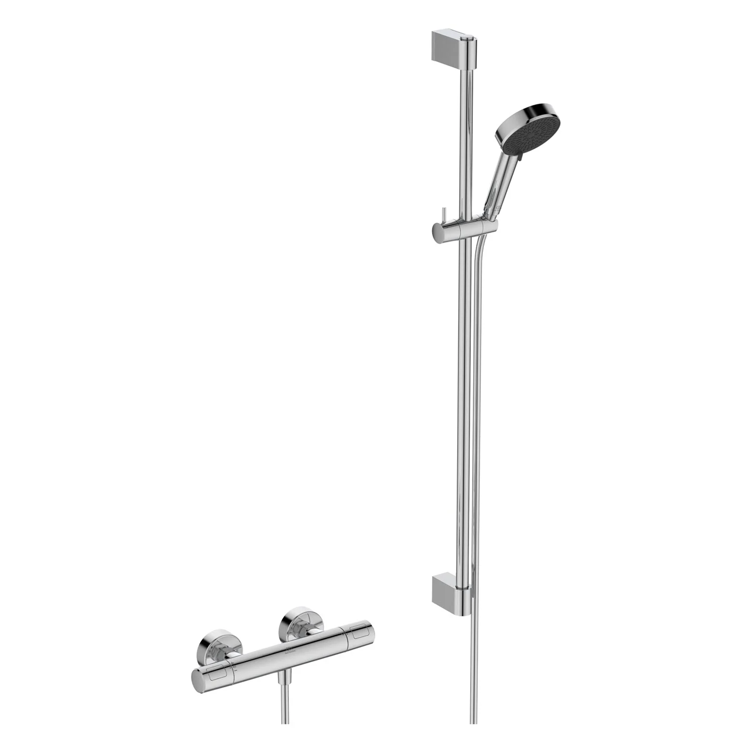 Ideal Standard Ceratherm T25 N Duscharmatur Paket, Brausestange 90 cm, Handbrause wasersparend