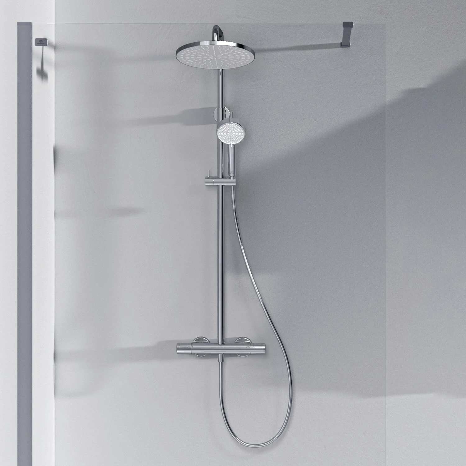 System prysznicowy Ideal Standard Ceratherm T25 N, okrągła deszczownica