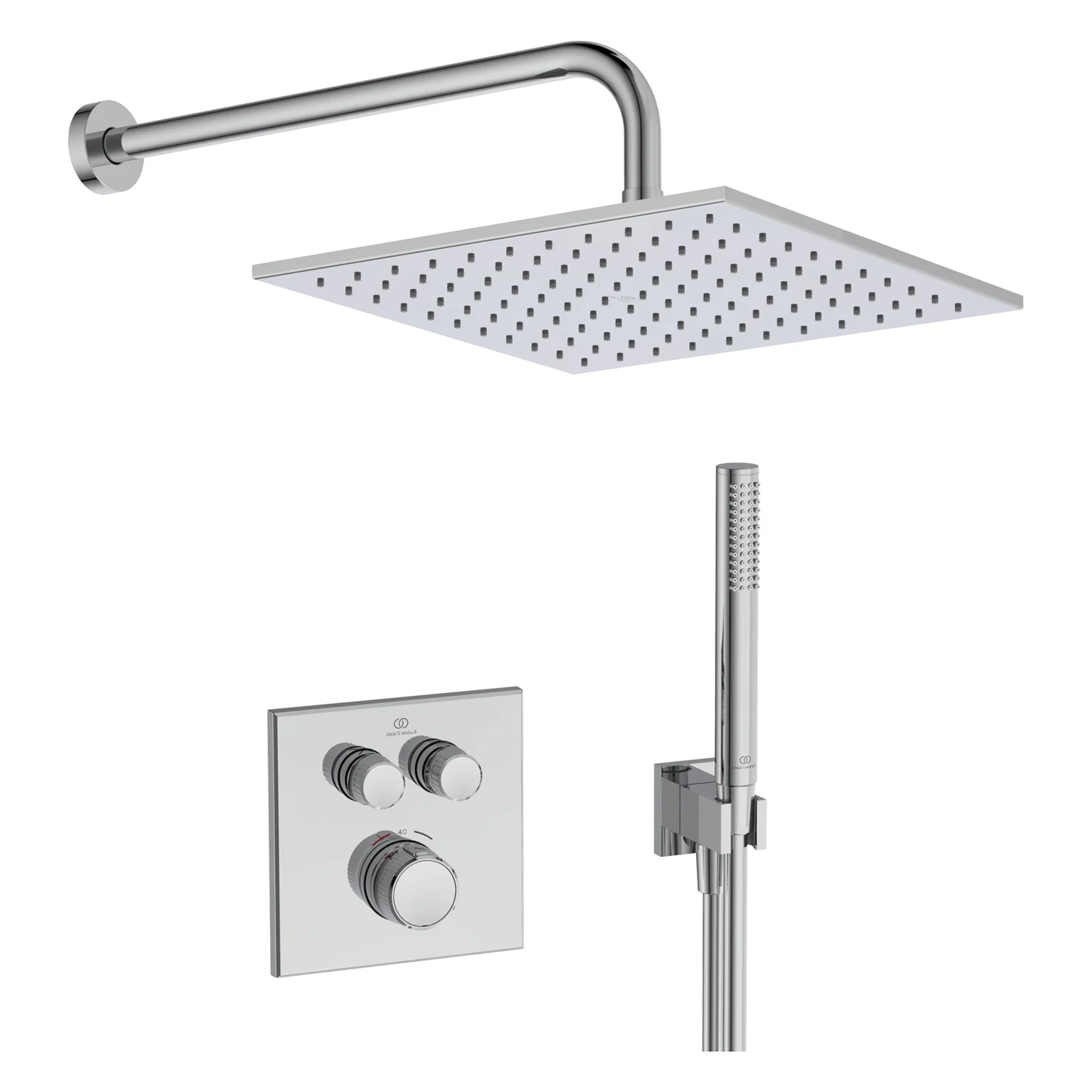 Zestaw armatury prysznicowej w chromie, widok z przodu, Ideal Standard
