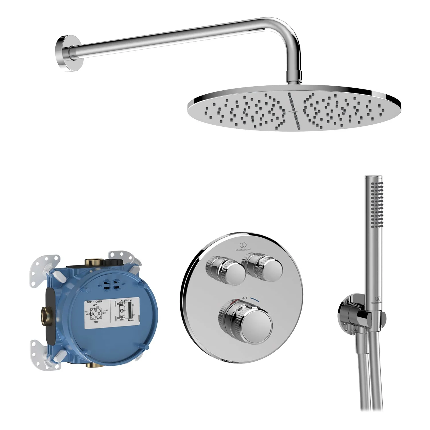 Zestaw prysznicowy z okrągłą głowicą i termostatem, Ideal Standard