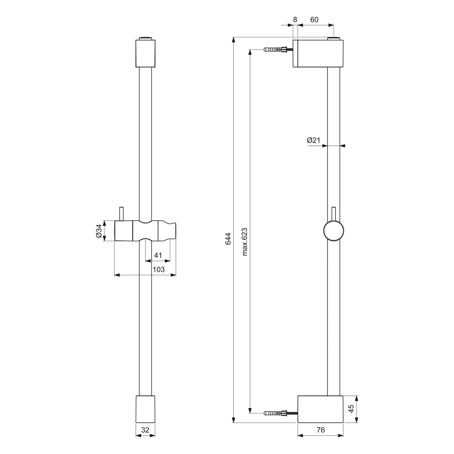 Ideal Standard Idealrain Brausestange 64,4 cm Bild 3
