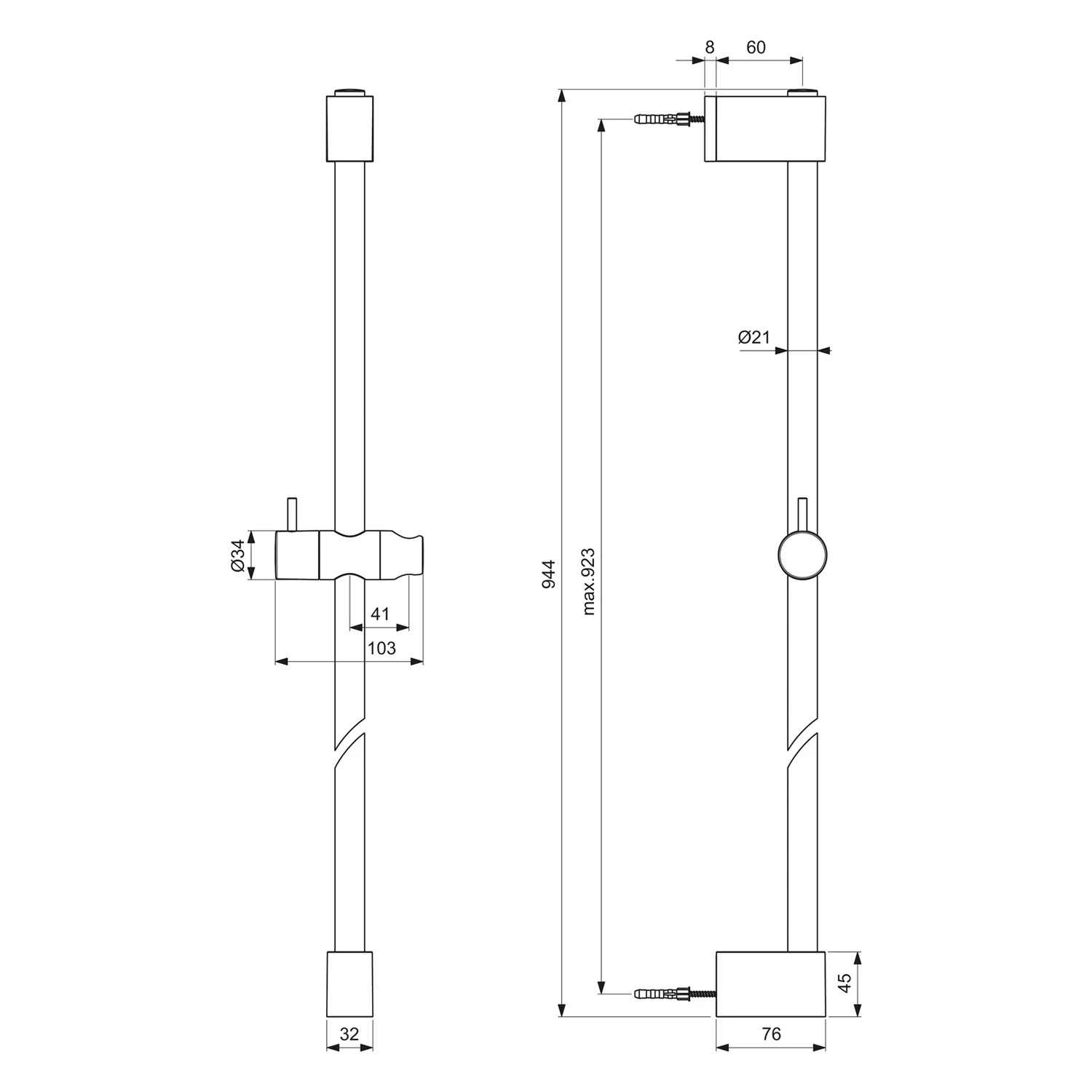 Ideal Standard Idealrain Brausestange 94,4 cm Bild 3