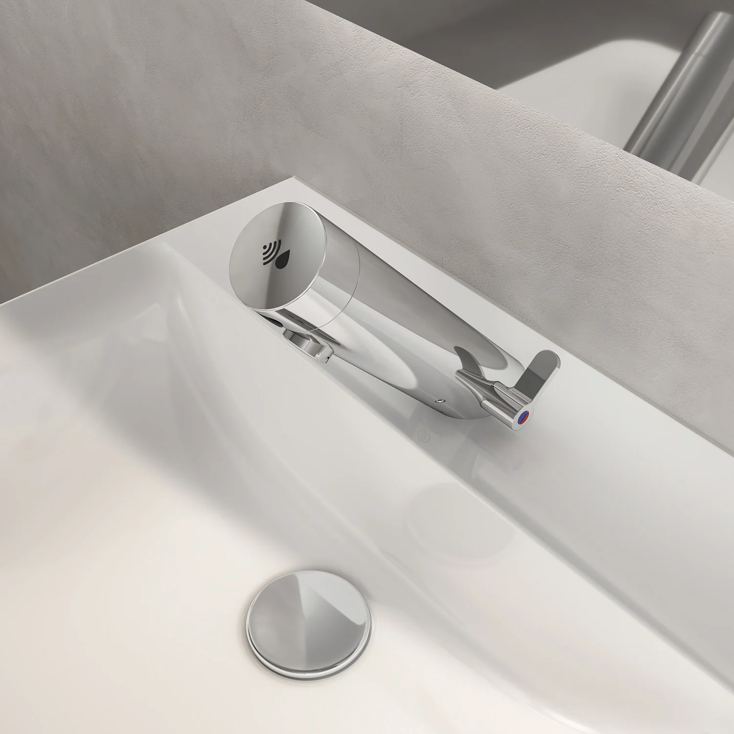 Chromowana bateria umywalkowa z góry w łazience, Ideal Standard