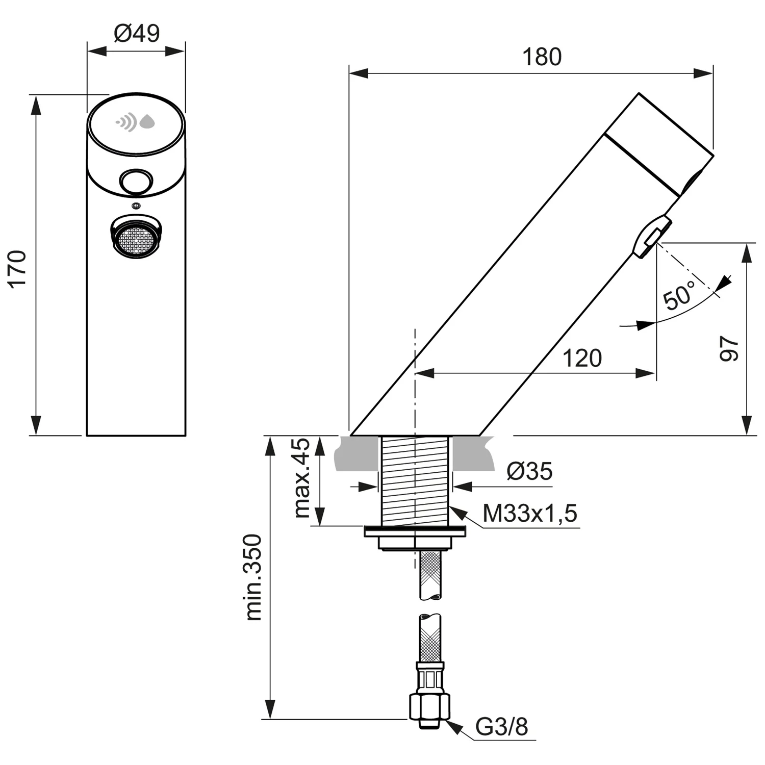 Rysunek techniczny baterii, Ideal Standard