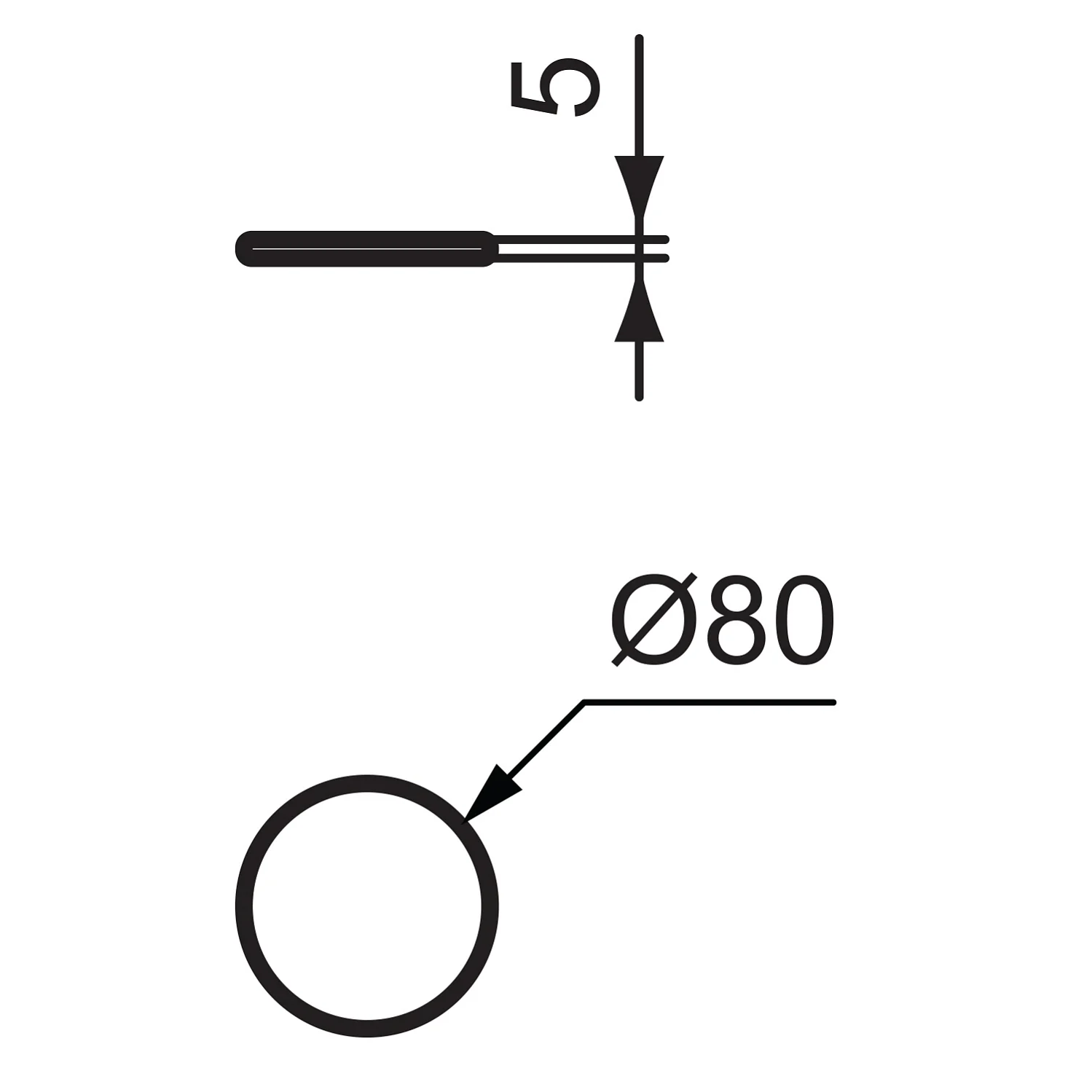 Rysunek techniczny okrągłego akcesorium do wanny, Ideal Standard